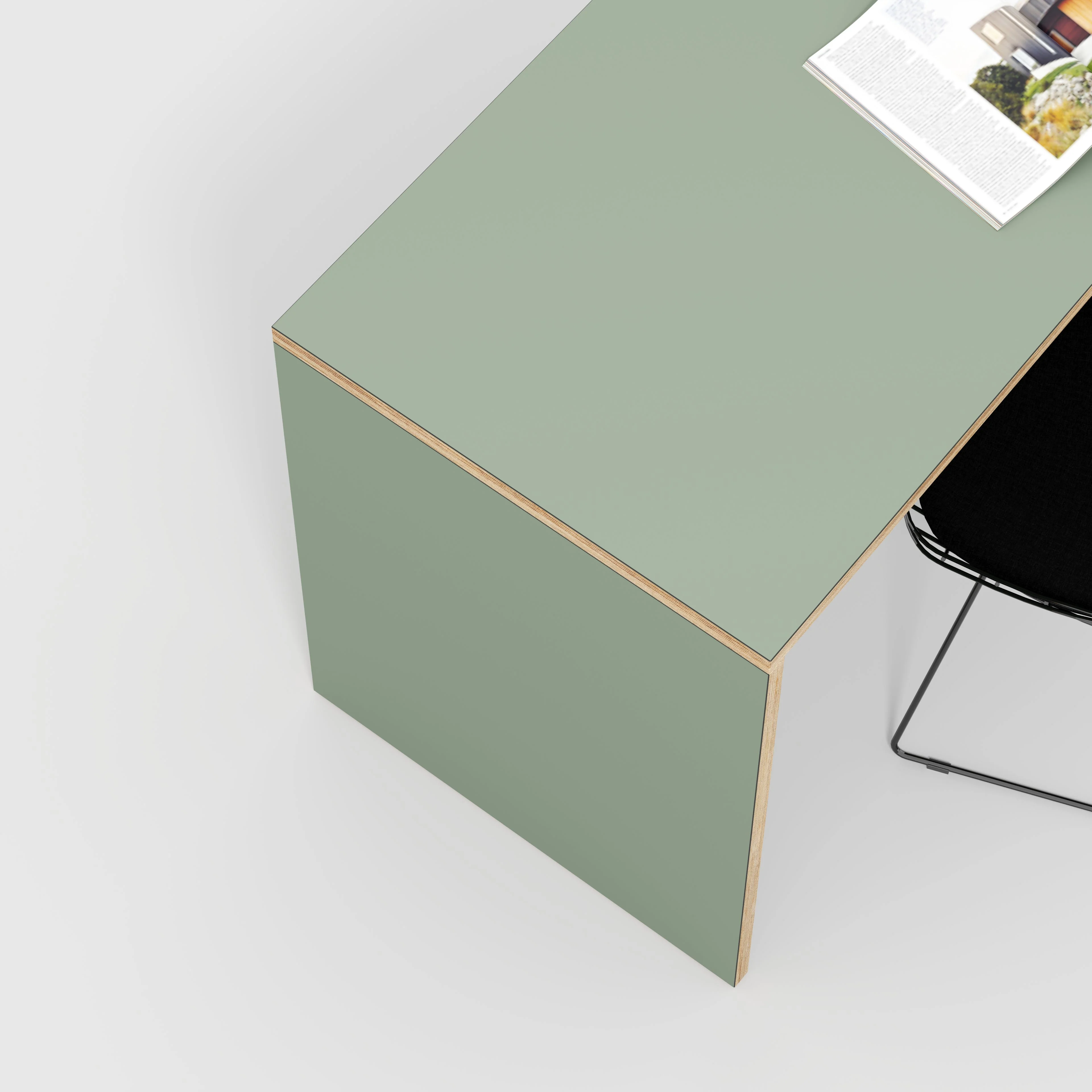 Plywood Desk with Solid Sides - Formica Green Slate - 1200(w) x 600(d) x 750(h) - Image 3