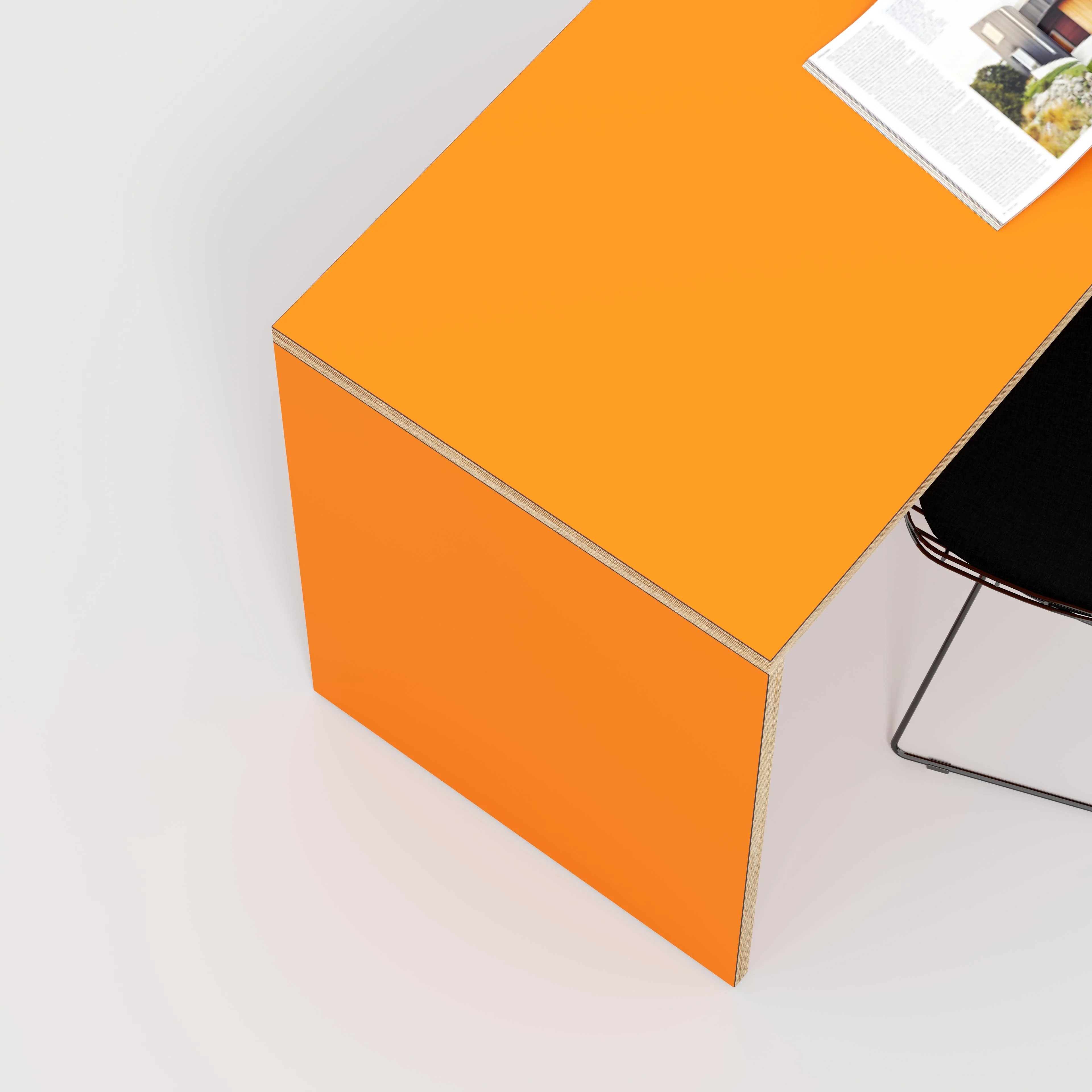 Plywood Desk with Solid Sides - Formica Levante Orange - 1600(w) x 800(d) x 750(h) - Image 3
