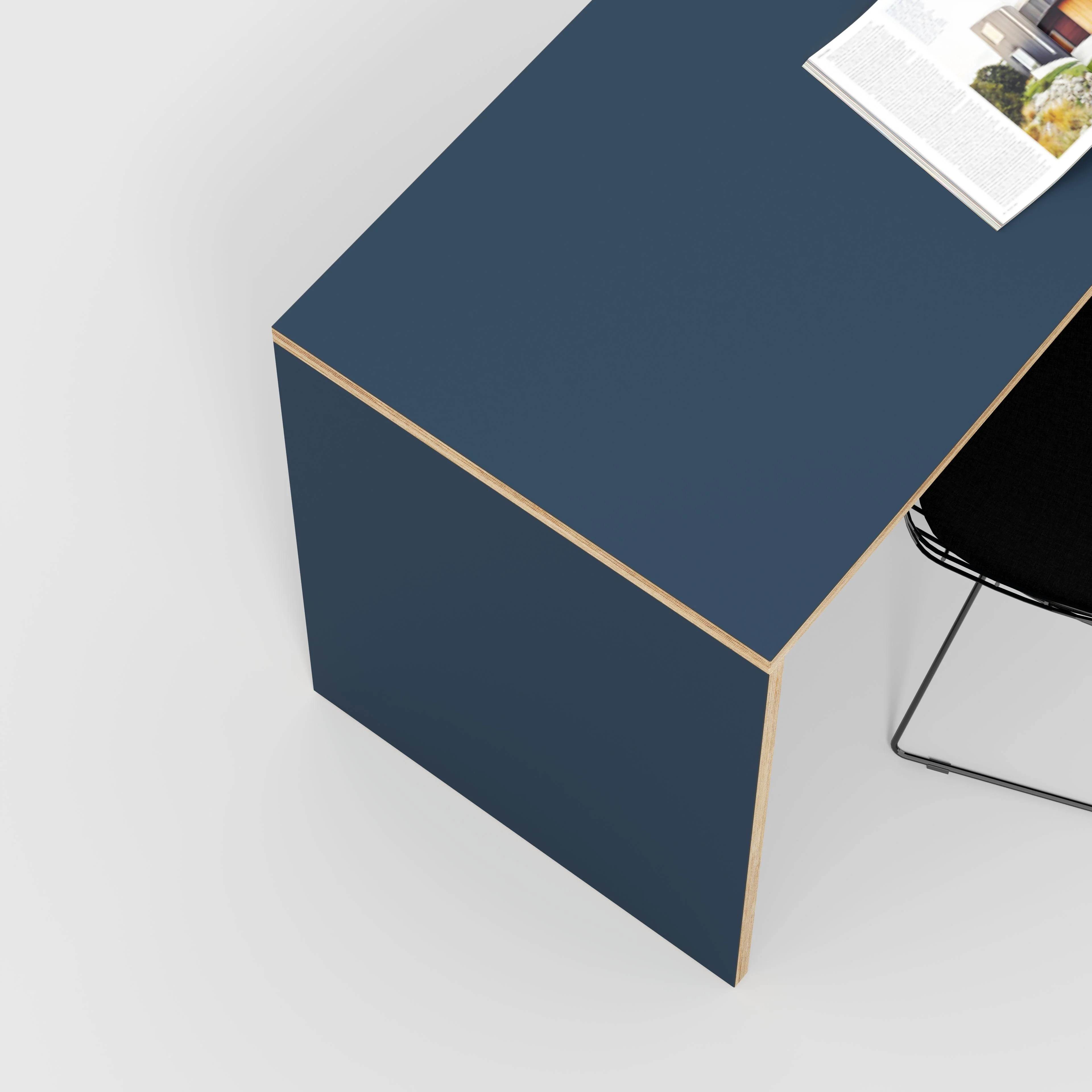 Plywood Desk with Solid Sides - Formica Night Sea Blue - 1200(w) x 600(d) x 750(h) - Image 3