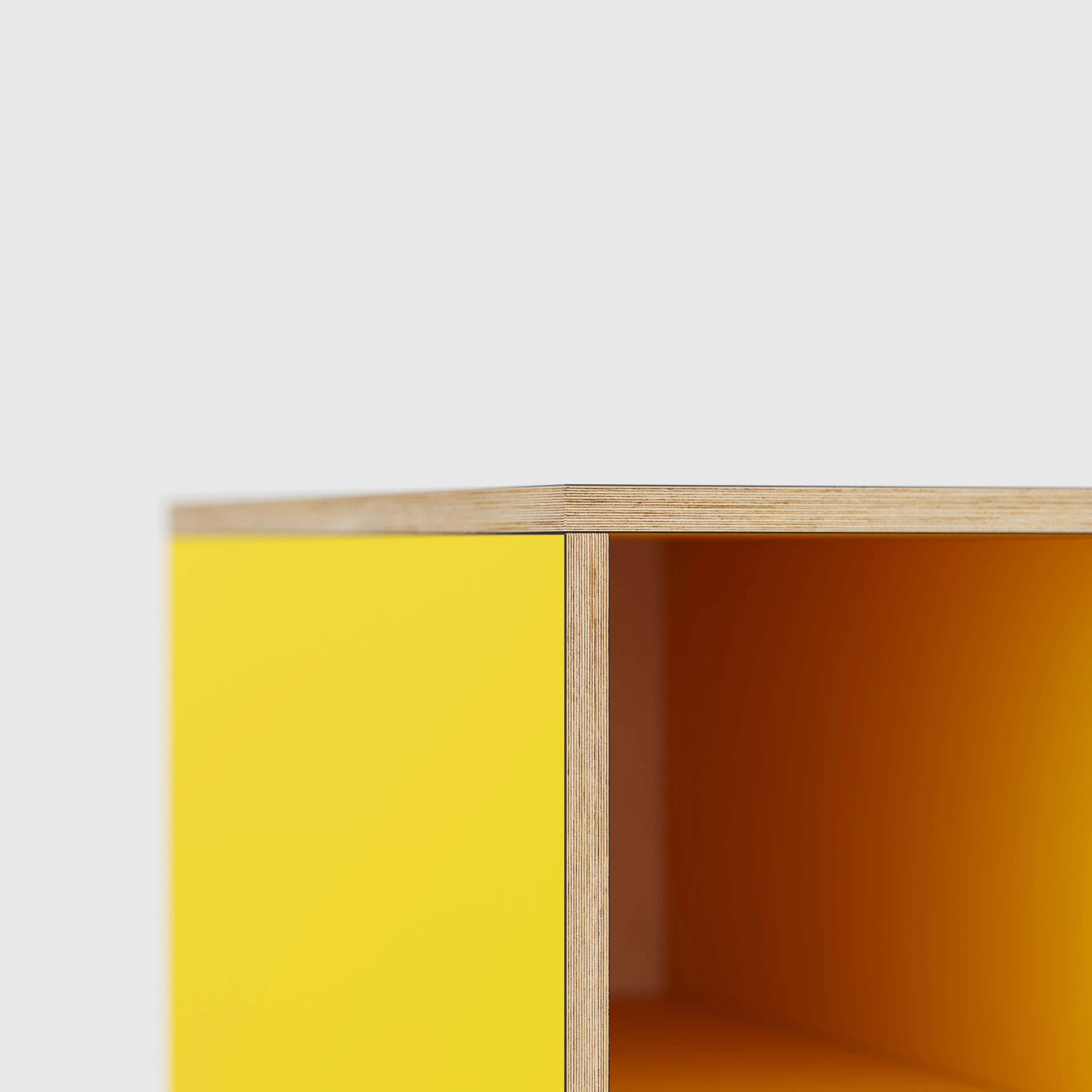 Plywood Desk with Storage Type 1 LH - Open Shelves - Formica Chrome Yellow - 1600(w) x 800(d) x 750(h) - Image 4