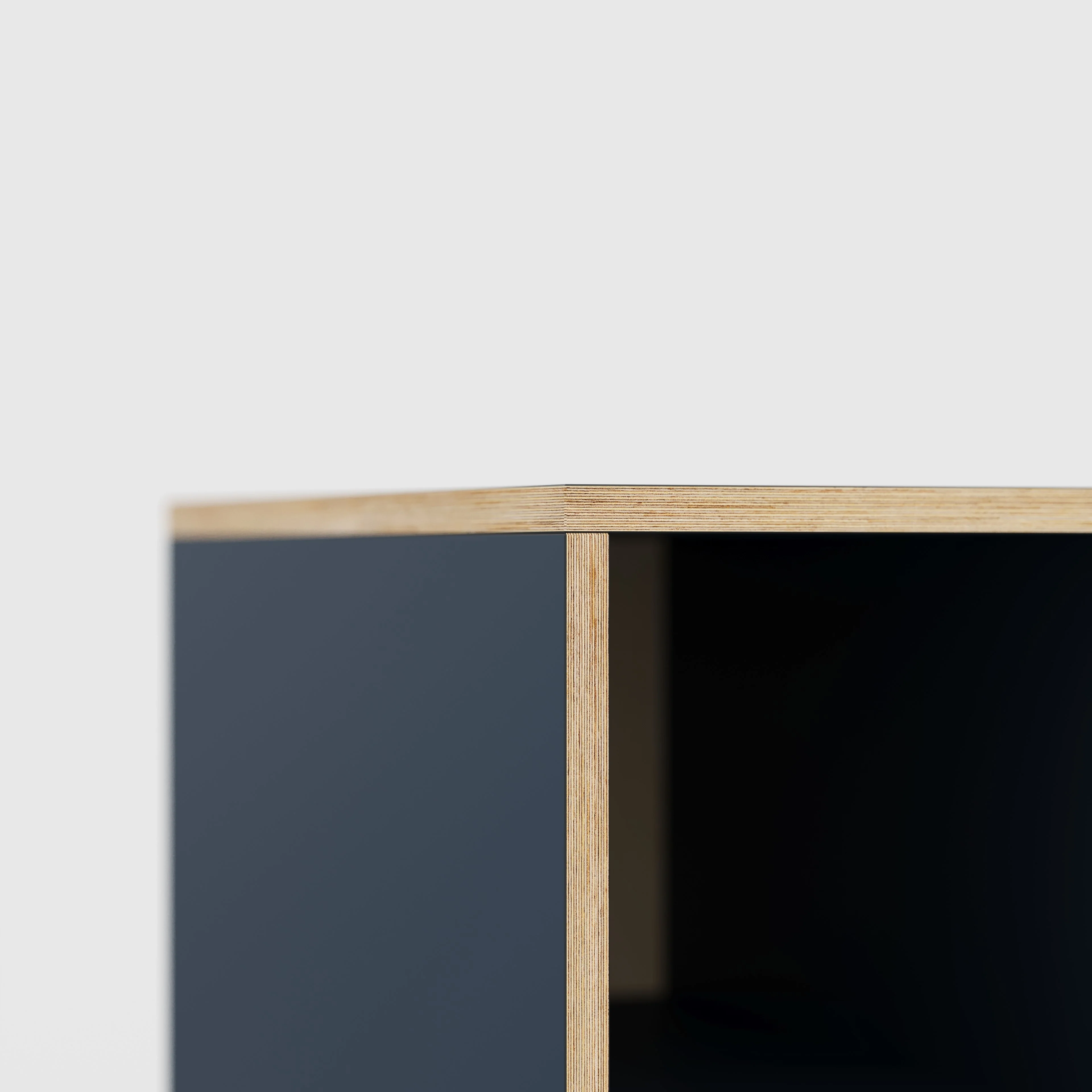 Plywood Desk with Storage Type 1 LH - Open Shelves - Formica Night Sea Blue - 1600(w) x 800(d) x 750(h) - Image 4