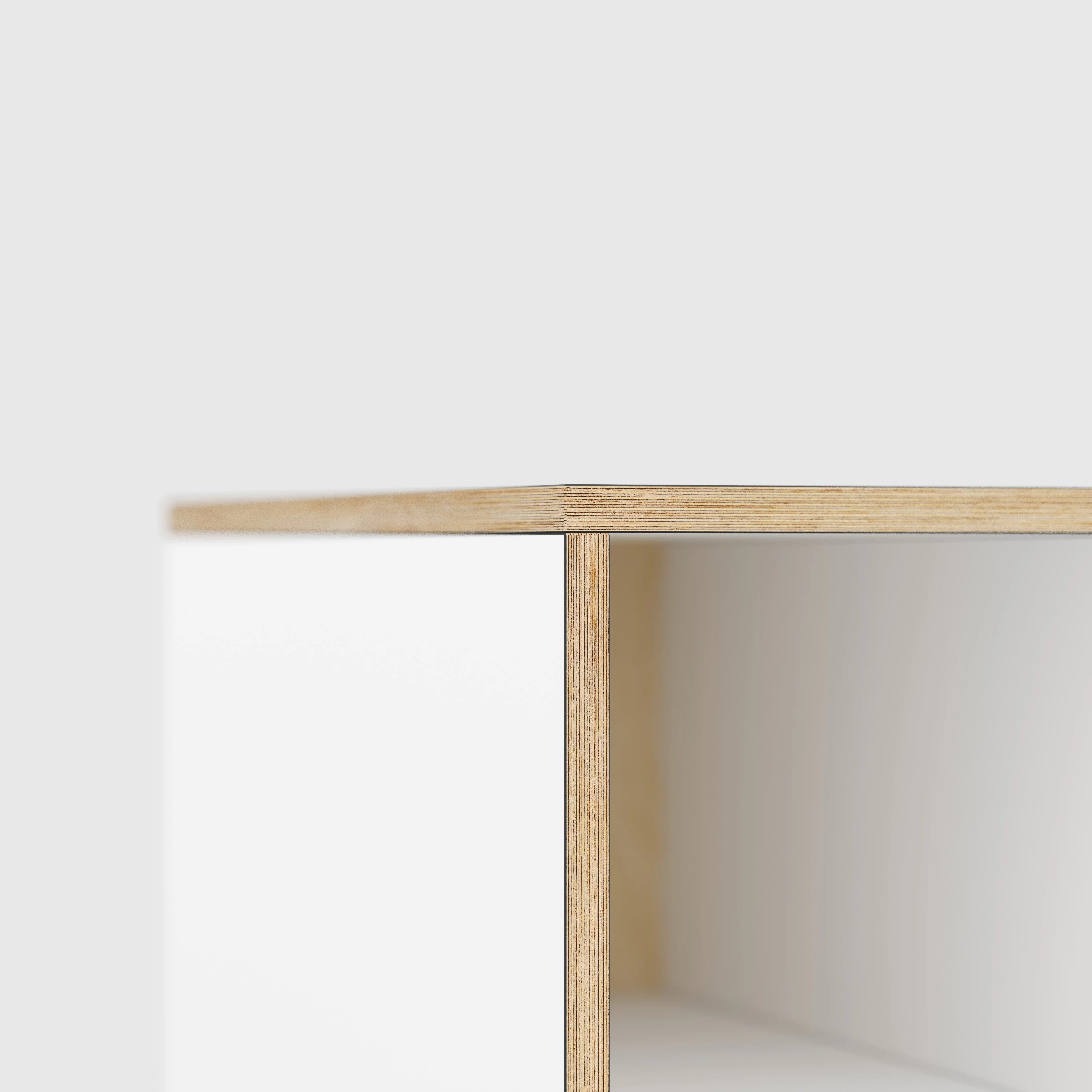 Plywood Desk with Storage Type 1 LH - Open Shelves - Formica White - 1600(w) x 800(d) x 750(h) - Image 4