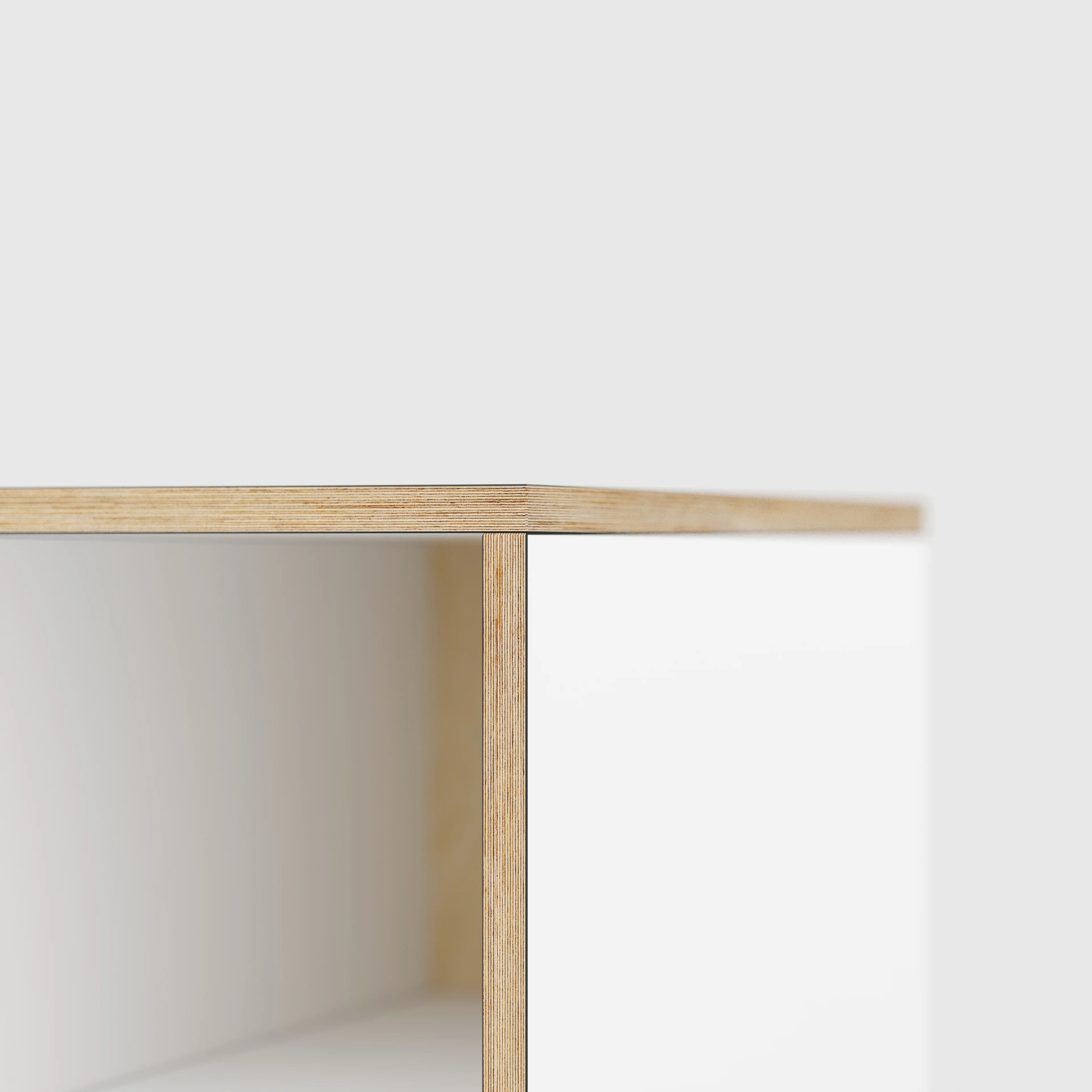 Plywood Desk with Storage Type 1 RH - Open Shelves - Formica White - 2000(w) x 800(d) x 750(h) - Image 4