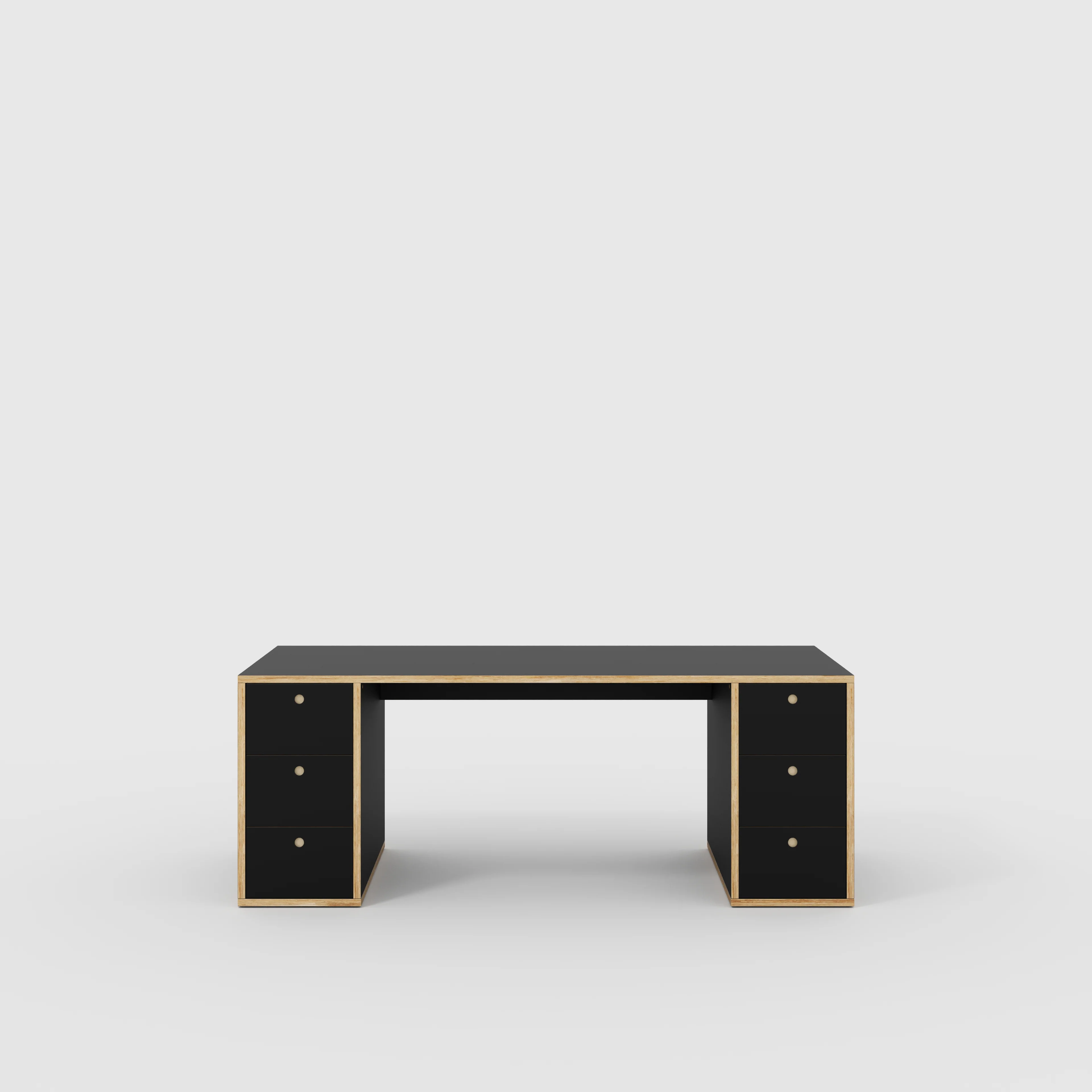 Plywood Desk with Storage Type 2 - Drawers - Formica Diamond Black - 2000(w) x 800(d) x 750(h)