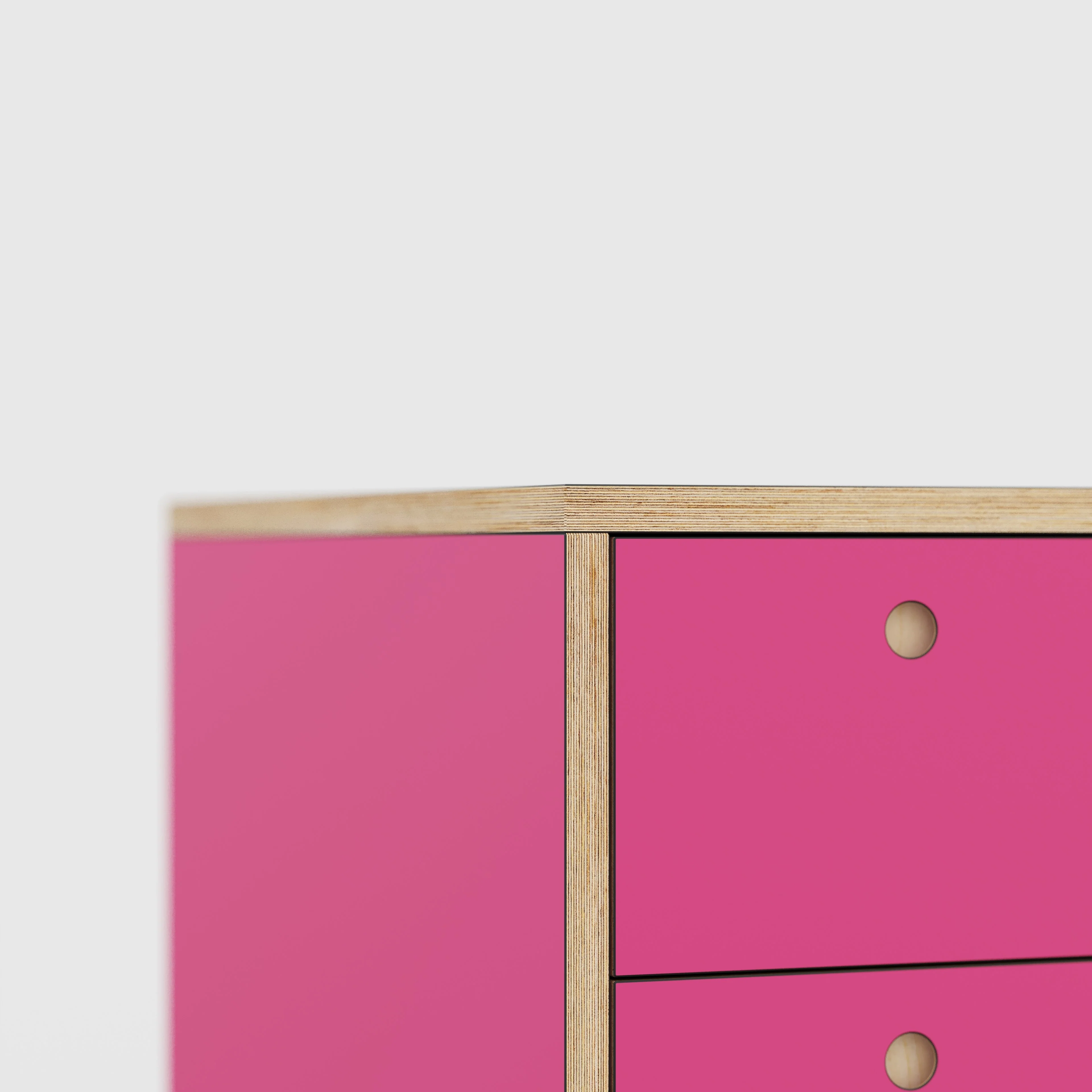 Plywood Desk with Storage Type 2 - Drawers - Formica Juicy Pink - 2000(w) x 800(d) x 750(h) - Image 4