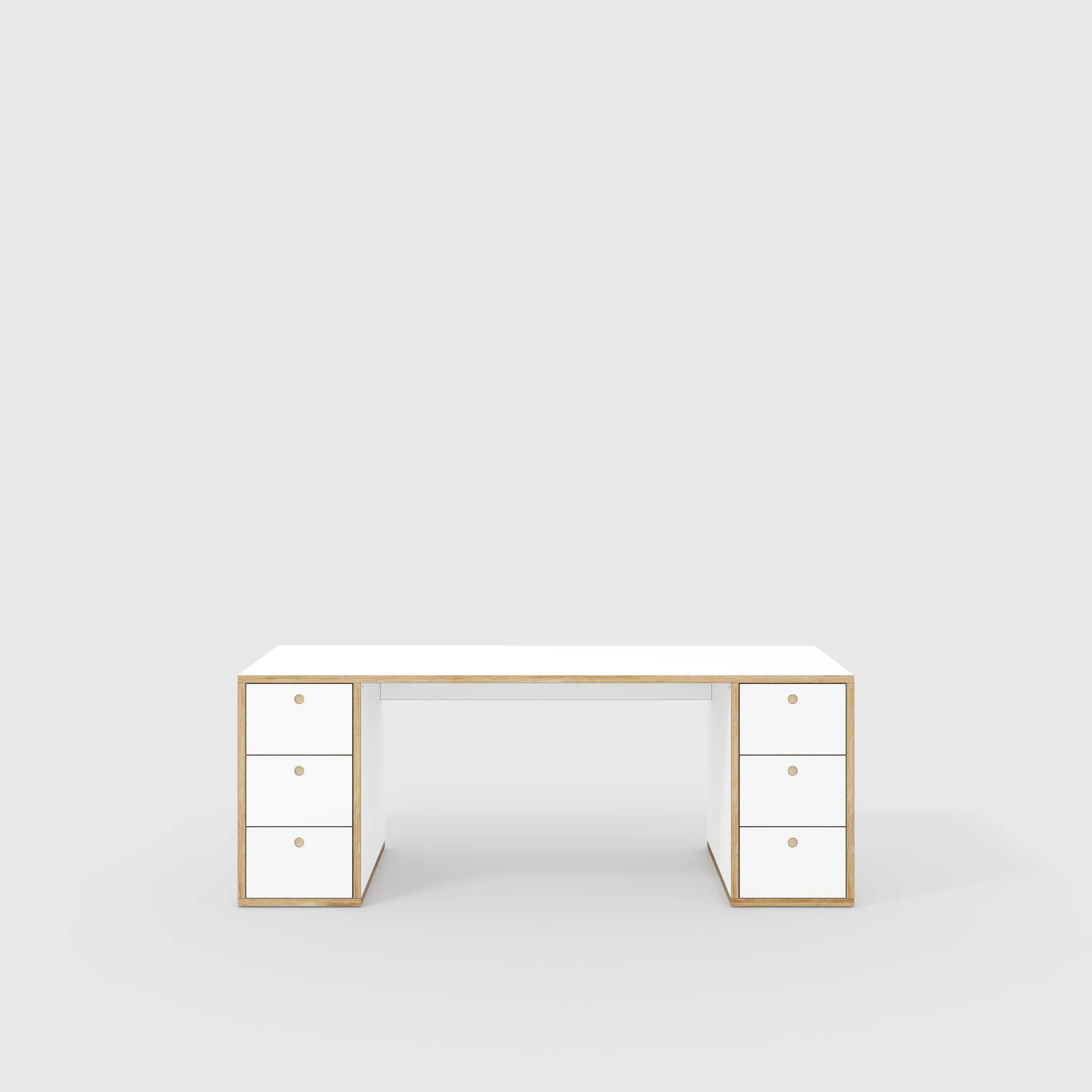 Plywood Desk with Storage Type 2 - Drawers - Formica White - 2000(w) x 800(d) x 750(h)