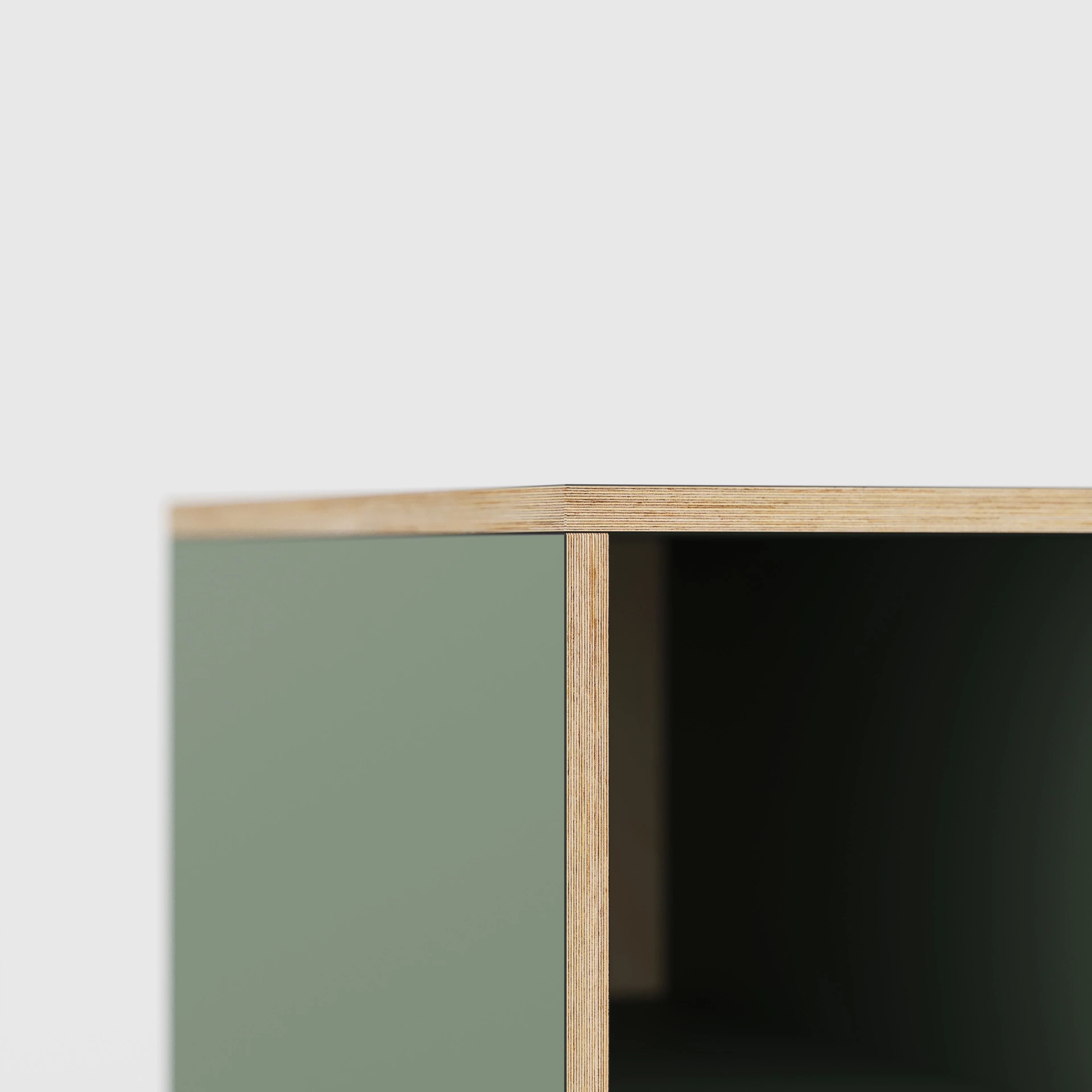 Plywood Desk with Storage Type 2 - Open Shelves - Formica Green Slate - 1600(w) x 800(d) x 750(h) - Image 4