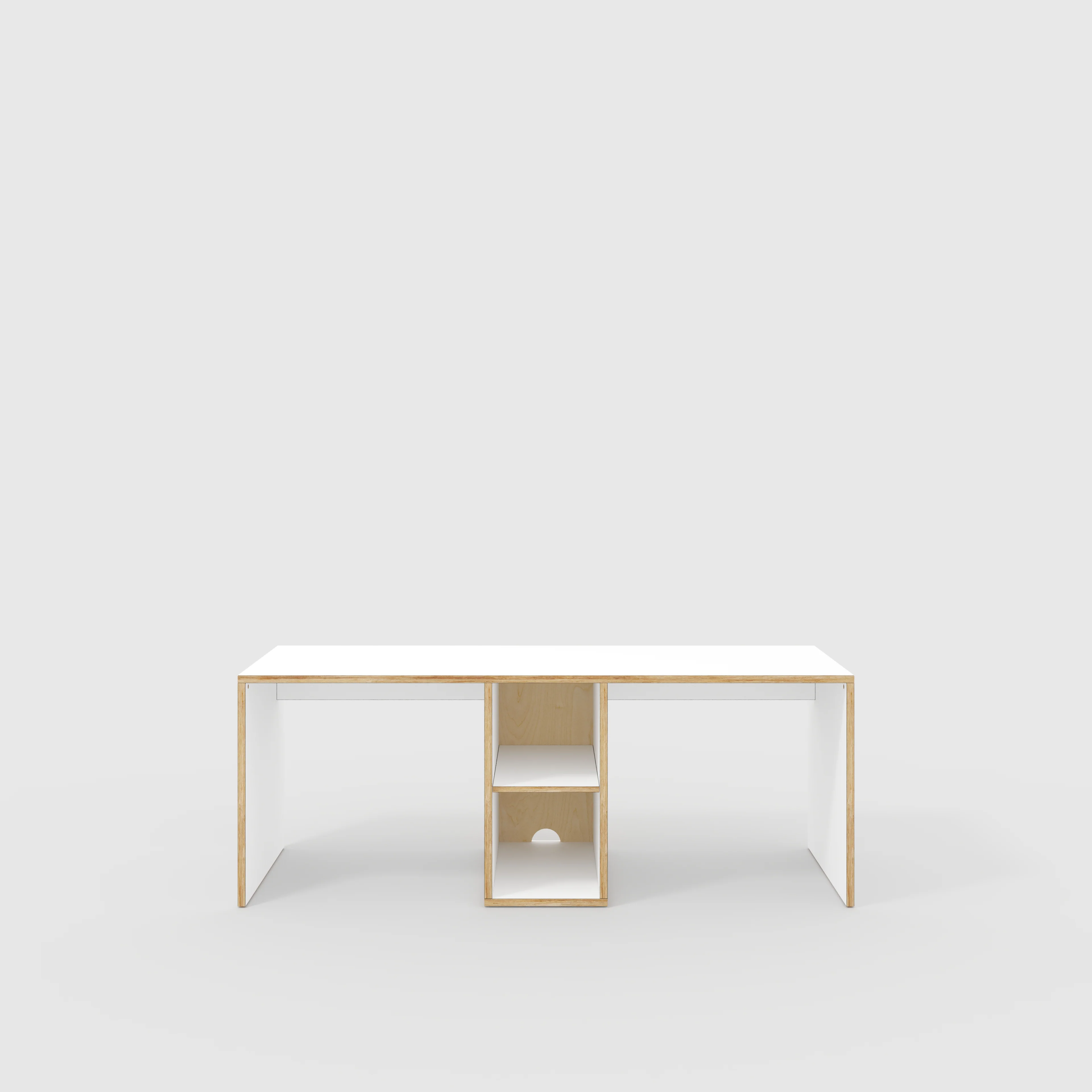 Plywood Desk with Storage Type 3 - Shelf - Formica White - 2000(w) x 800(d) x 750(h)