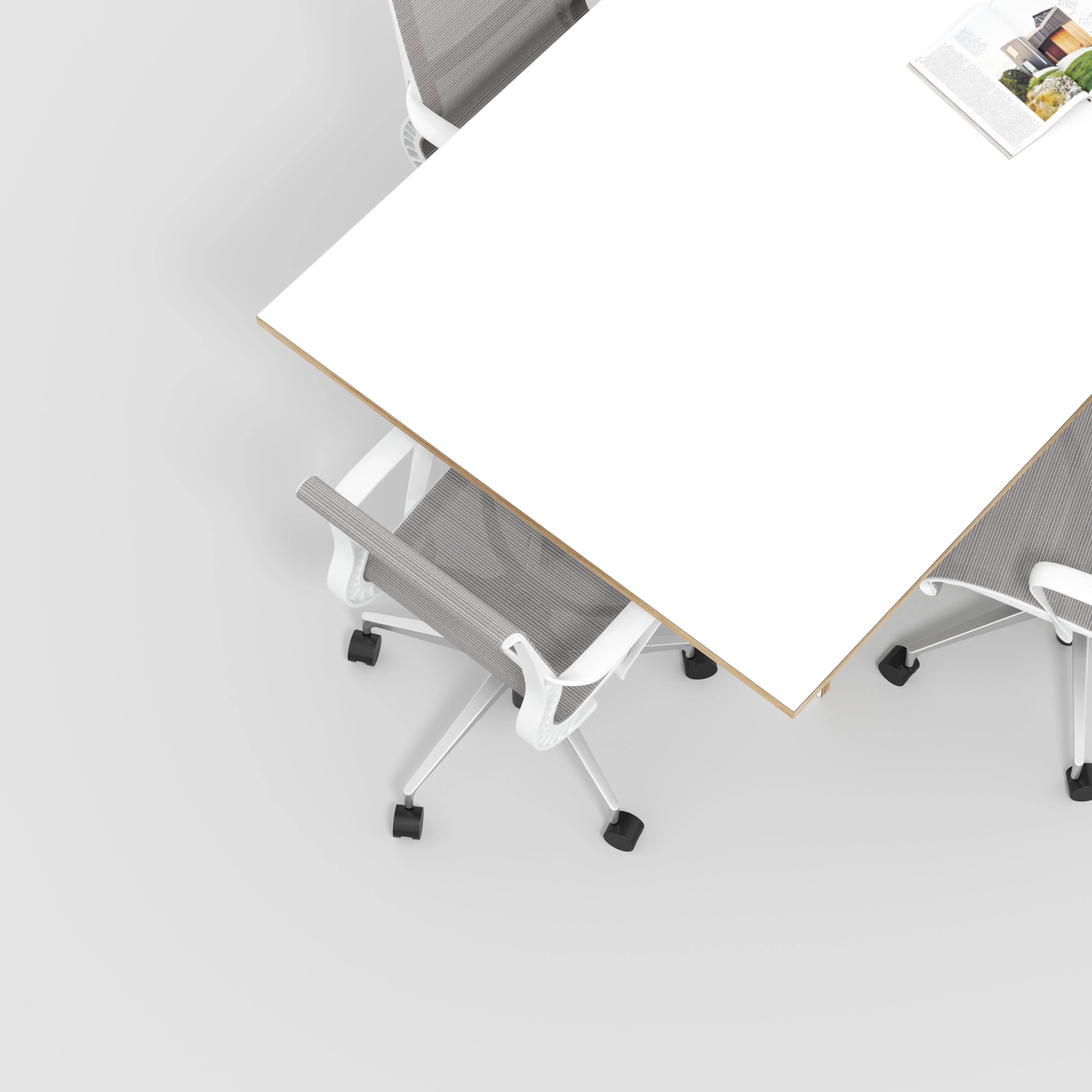 Plywood Platform Table - Formica White - 4000(w) x 1000(d) x 750(h) - Image 3