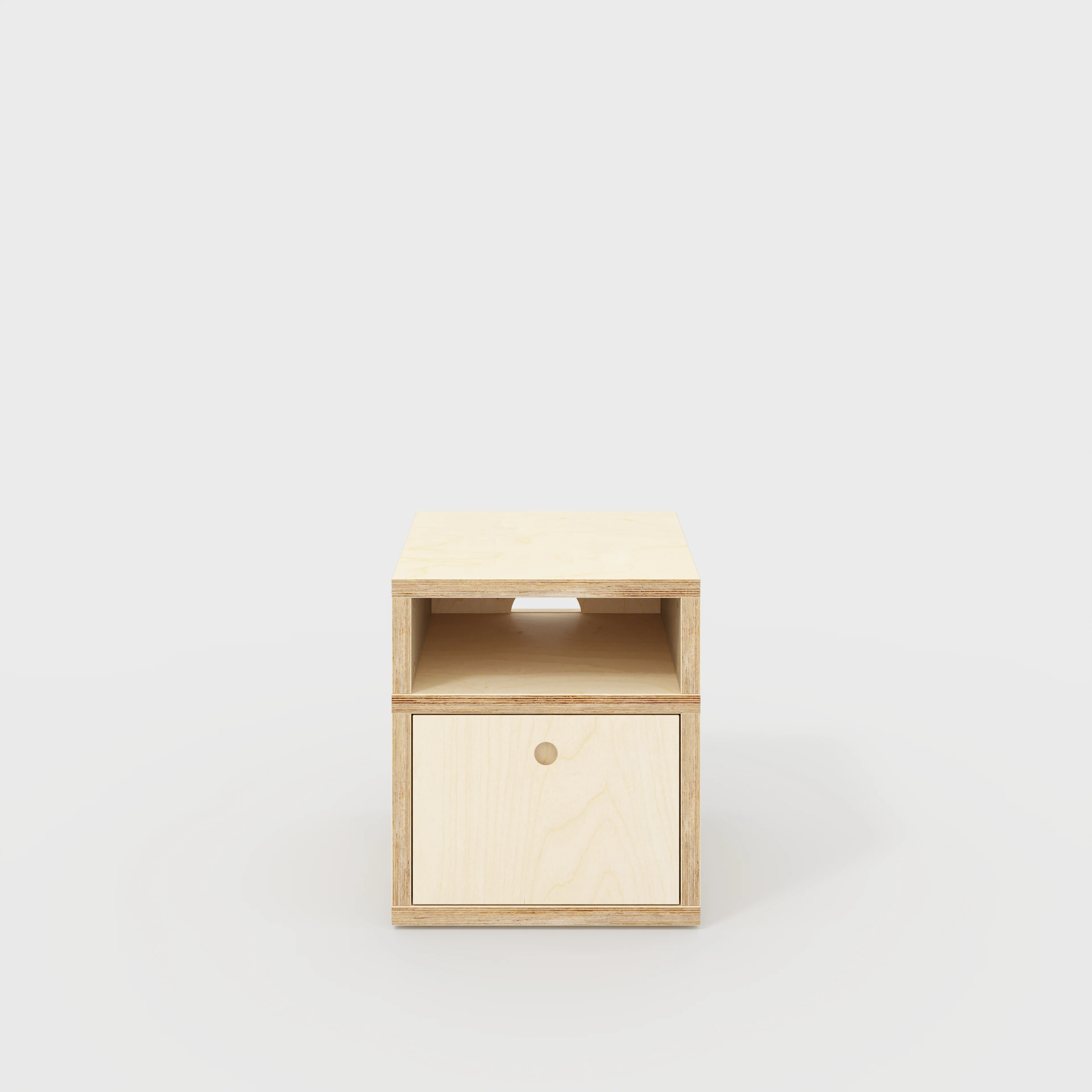 Plywood Bedside Table - Type 2 - with Drawer - Plywood Birch - 400(w) x 400(d) x 450(h)
