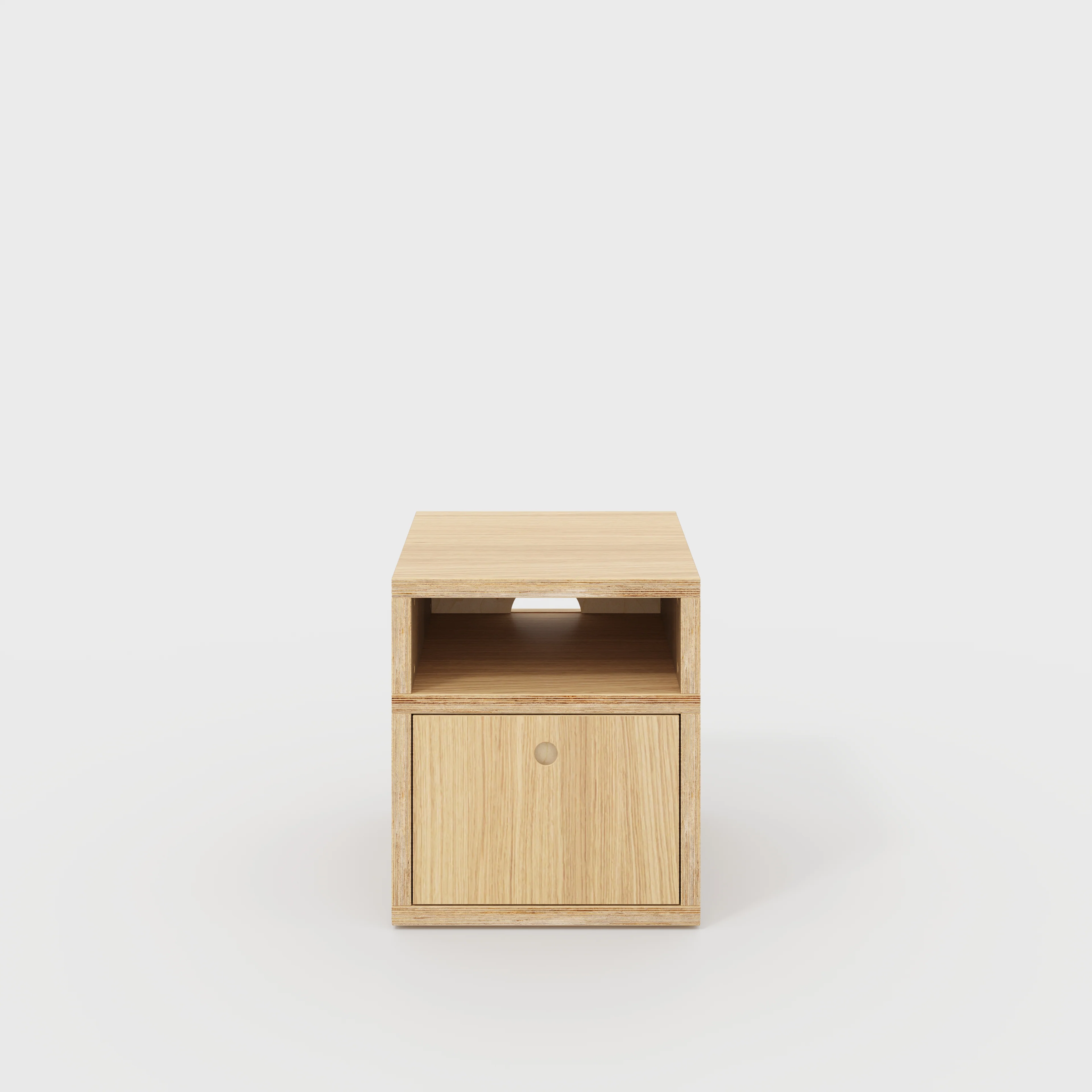 Plywood Bedside Table - Type 2 - with Drawer - Plywood Oak - 400(w) x 400(d) x 450(h)