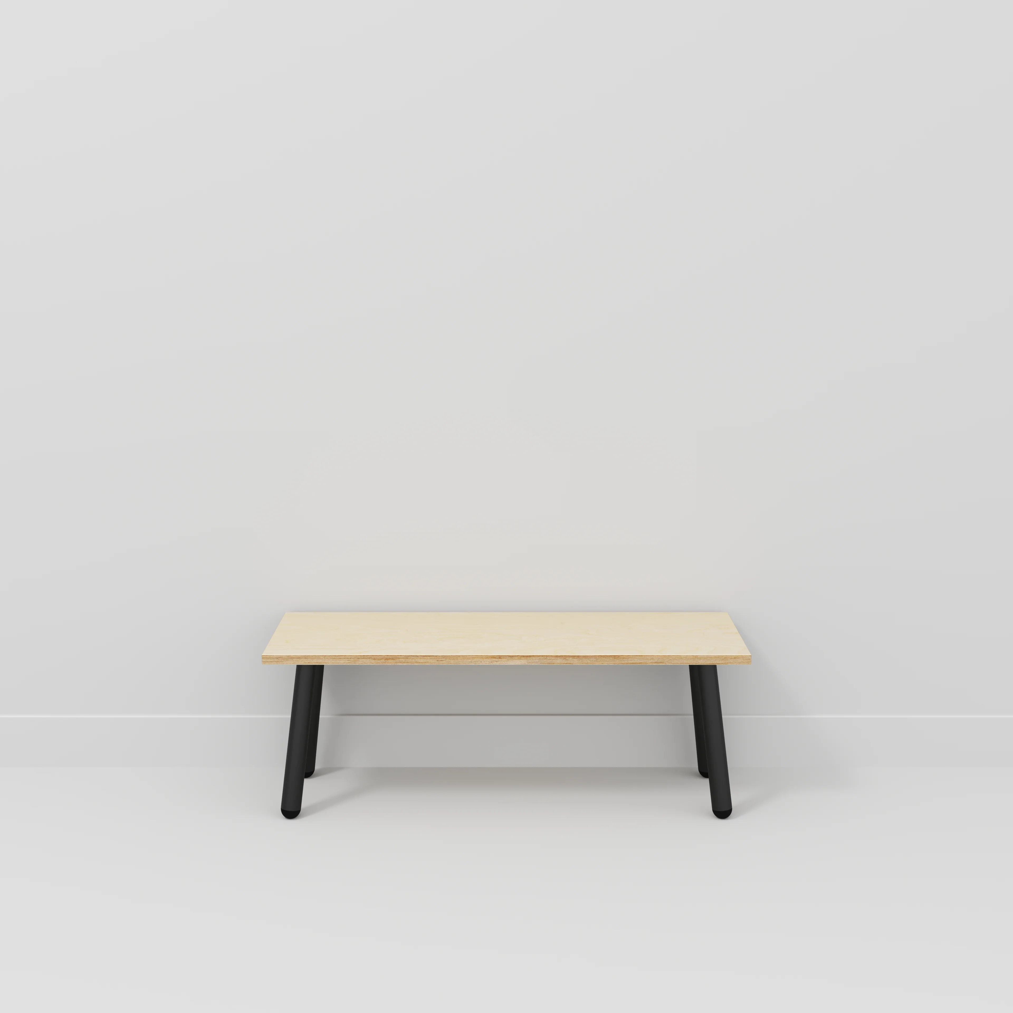 Plywood Bench Seat with Black Round Single Pin Legs - Plywood Birch - 1200(w) x 400(d) - Image 2