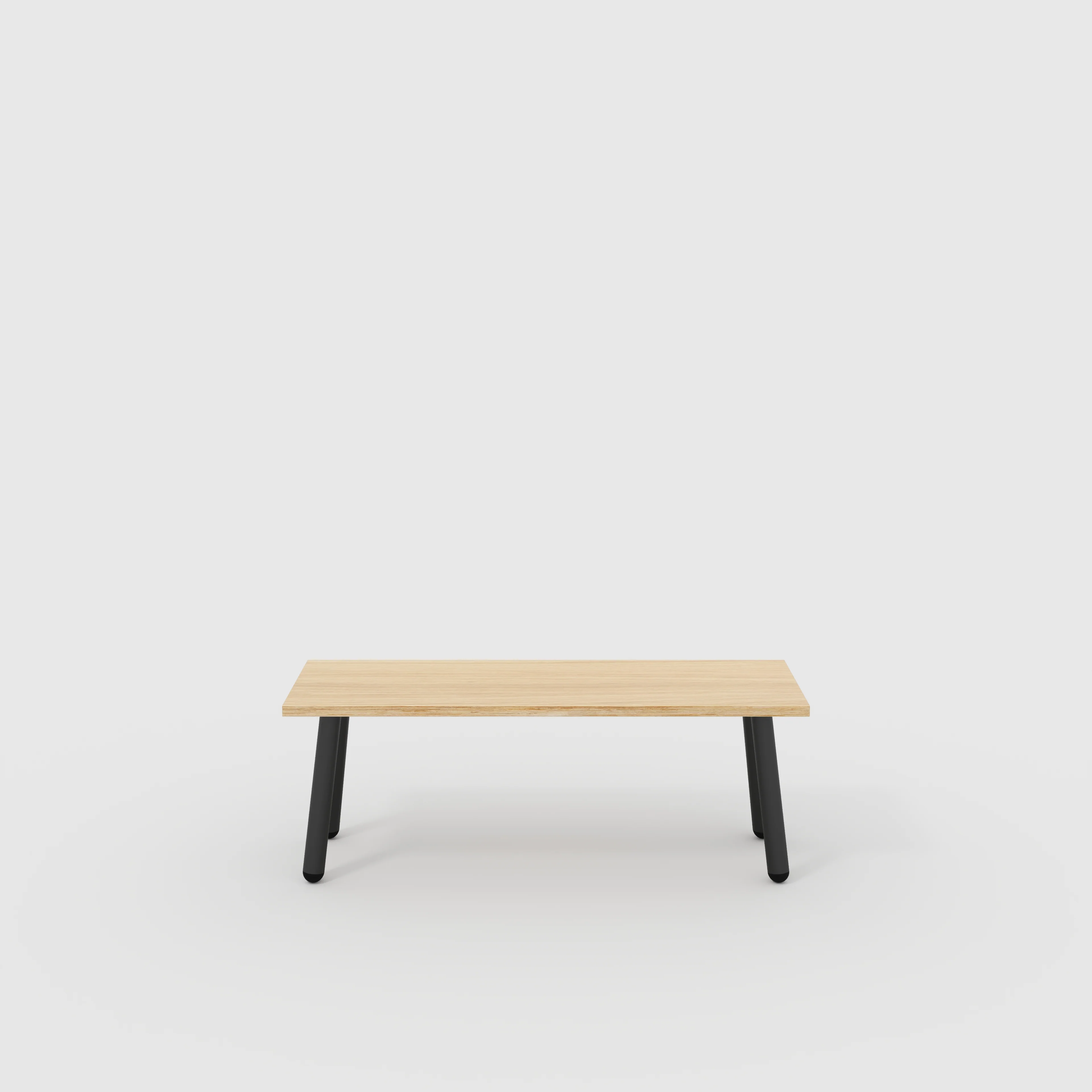 Plywood Bench Seat with Black Round Single Pin Legs - Plywood Oak - 1200(w) x 400(d)