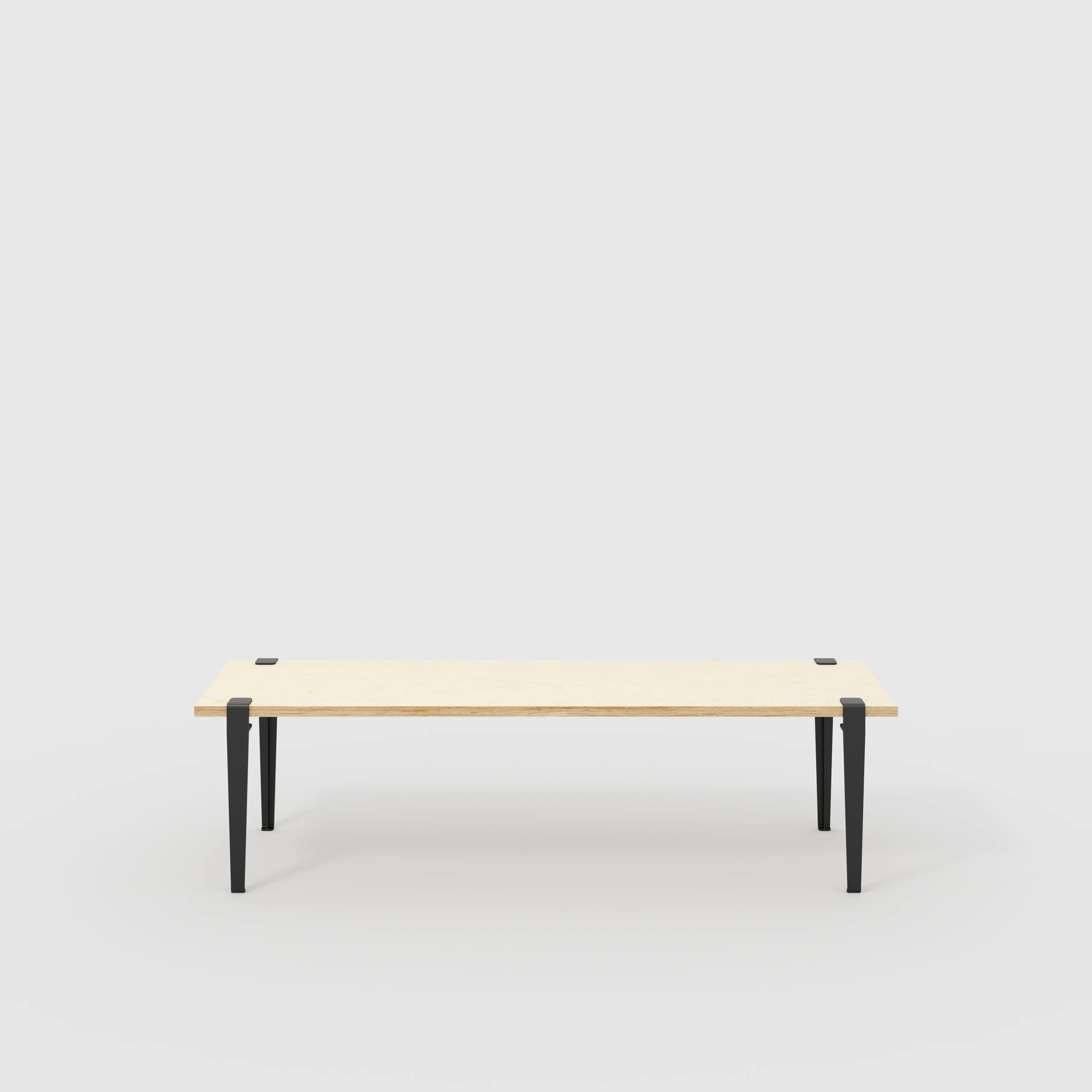 Plywood Bench Seat with Black Tiptoe Legs - Plywood Birch - 1600(w) x 400(d) x 450(h)