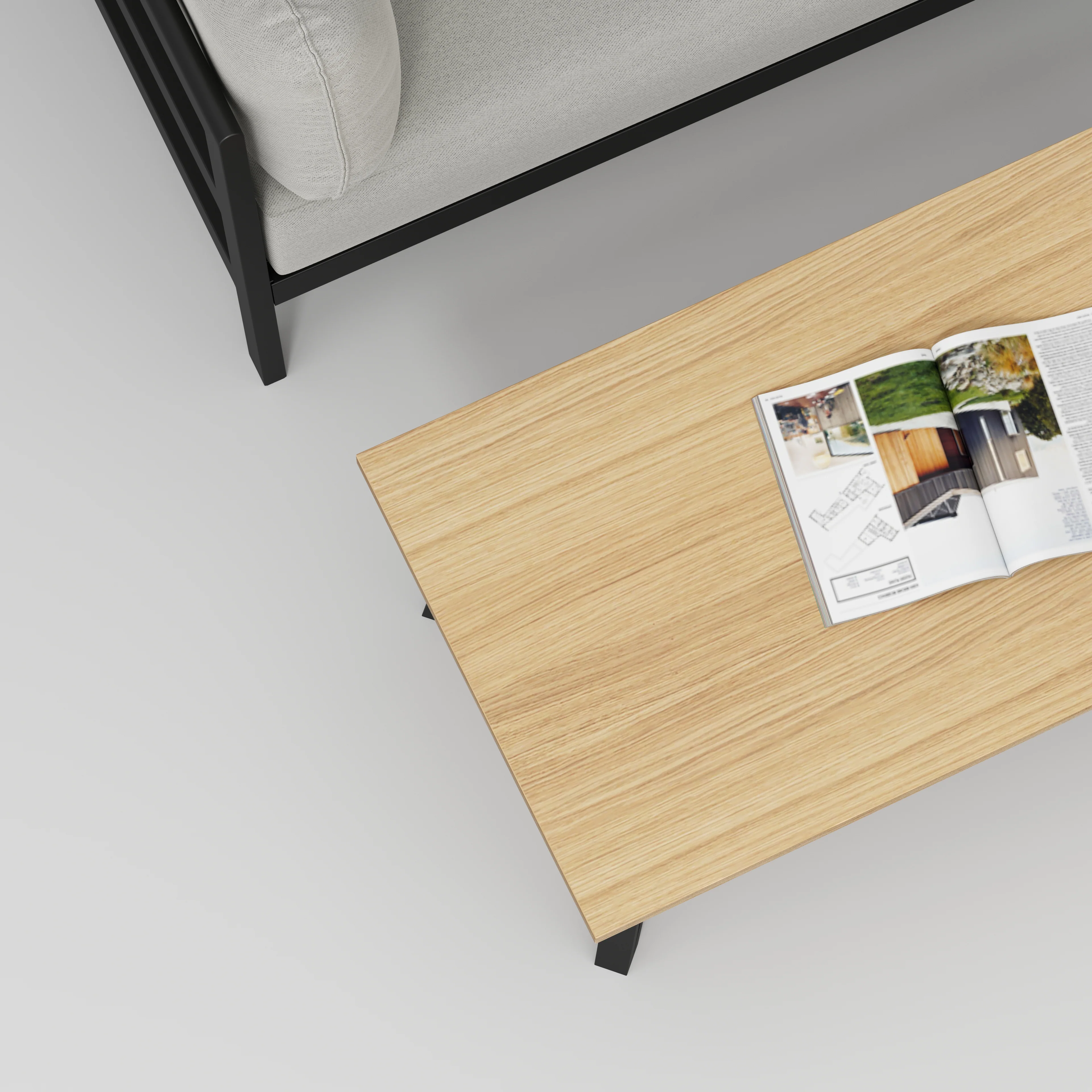 Plywood Coffee Table with Black Box Hairpin Legs - Plywood Oak - 1200(w) x 600(d) x 425(h) - Image 3