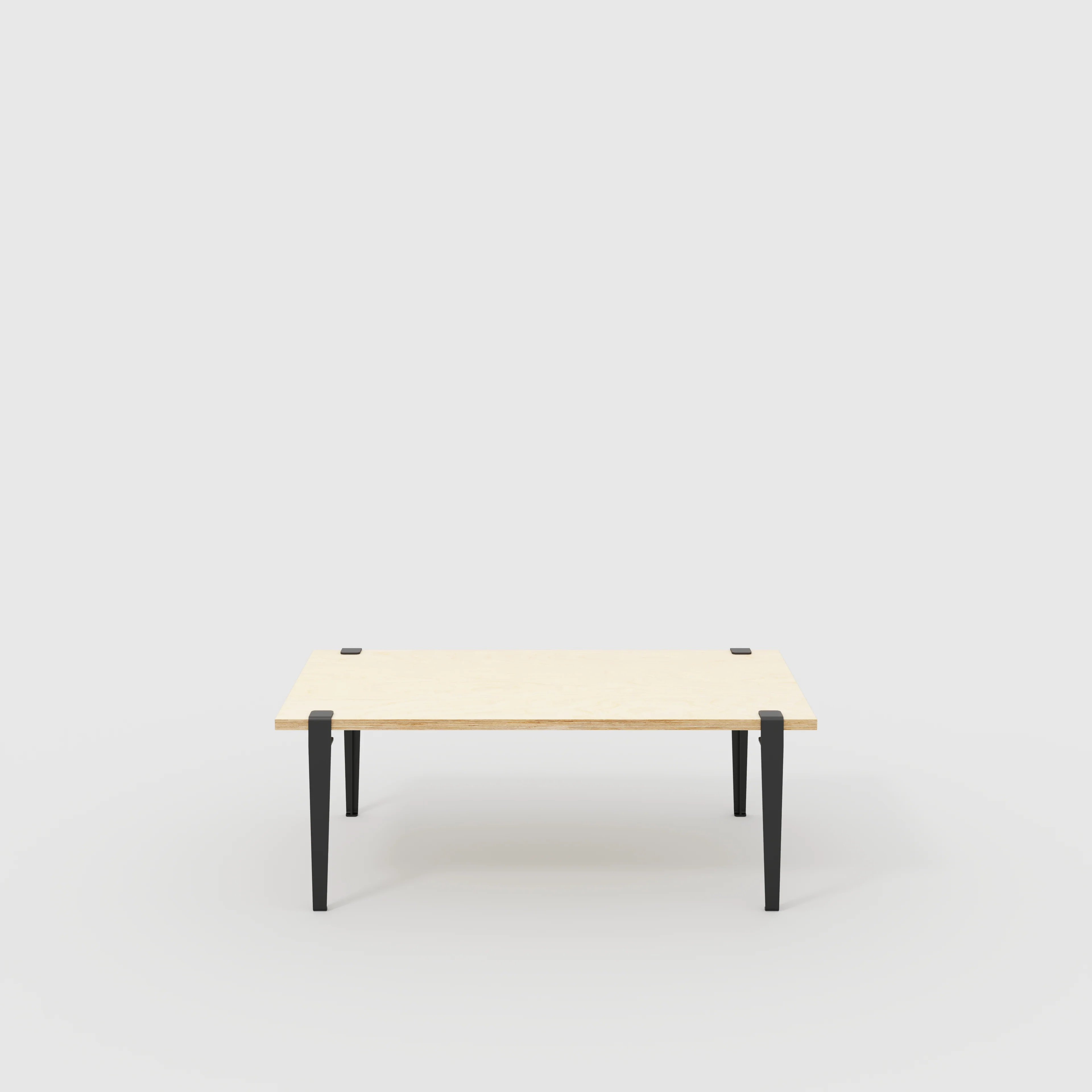 Plywood Coffee Table with Black Tiptoe Legs - Plywood Birch - 1200(w) x 600(d) x 430(h)