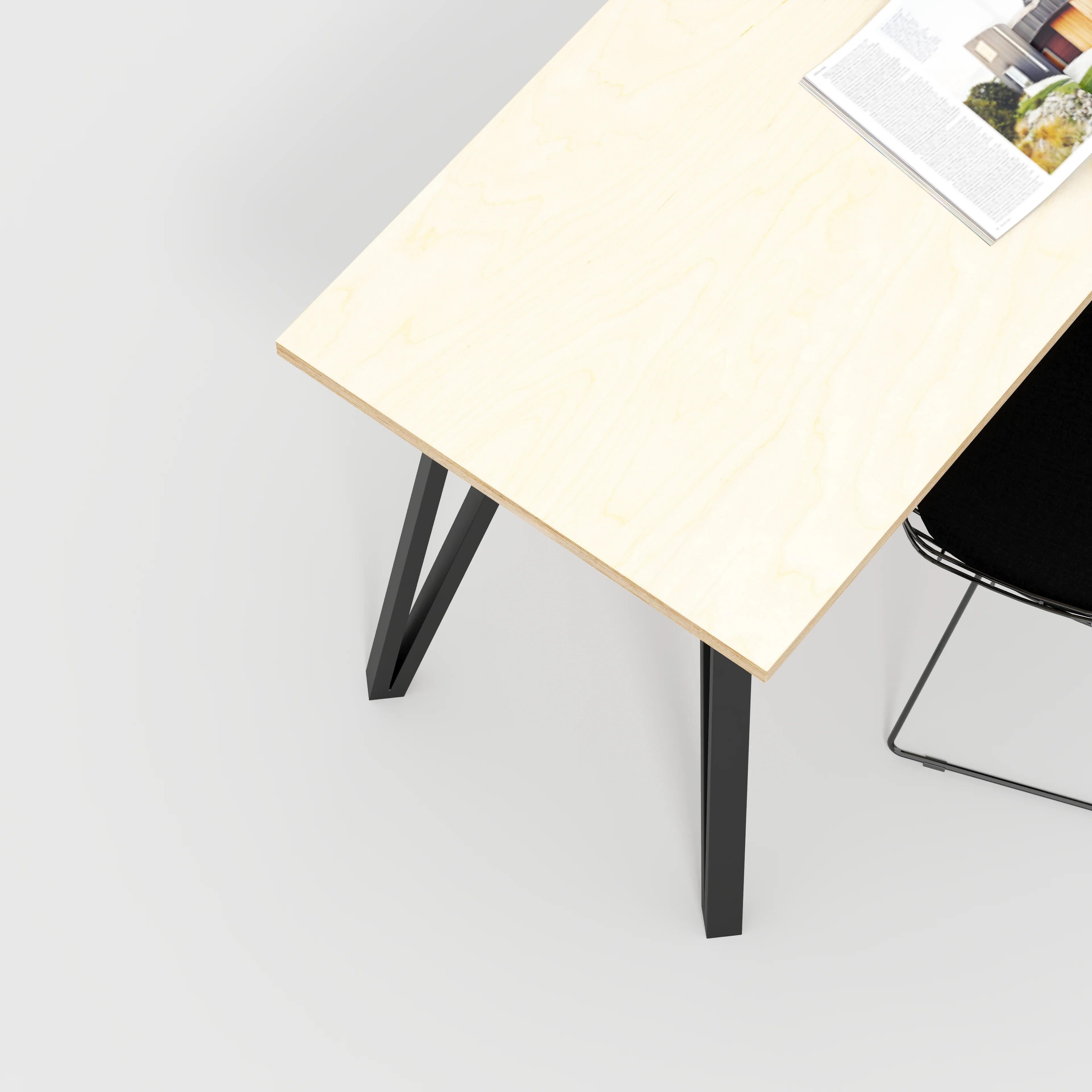 Plywood Desk with Black Box Hairpin Legs - Plywood Birch - 1200(w) x 600(d) x 735(h) - Image 3