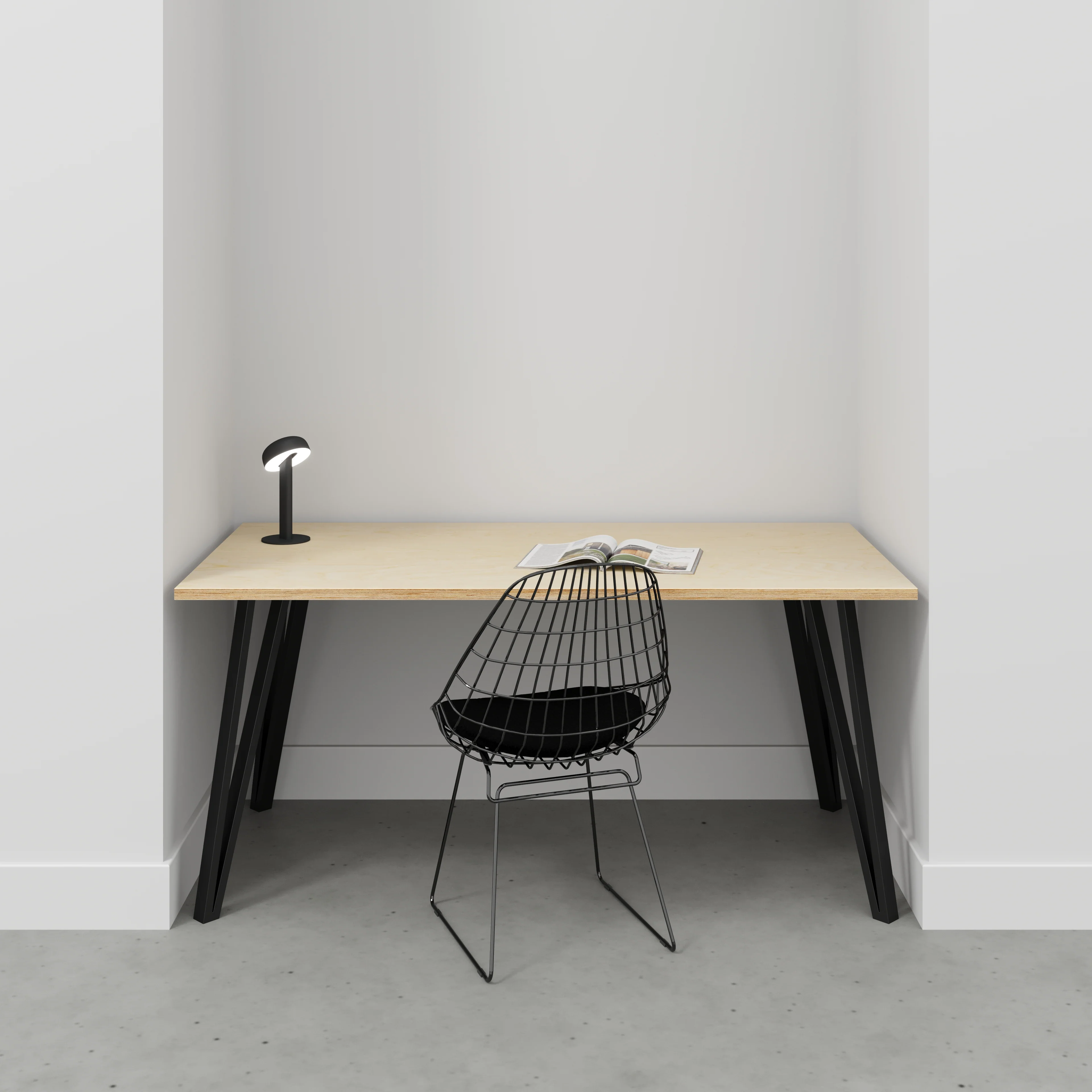 Plywood Desk with Black Box Hairpin Legs - Plywood Birch - 1600(w) x 800(d) x 735(h) - Image 2