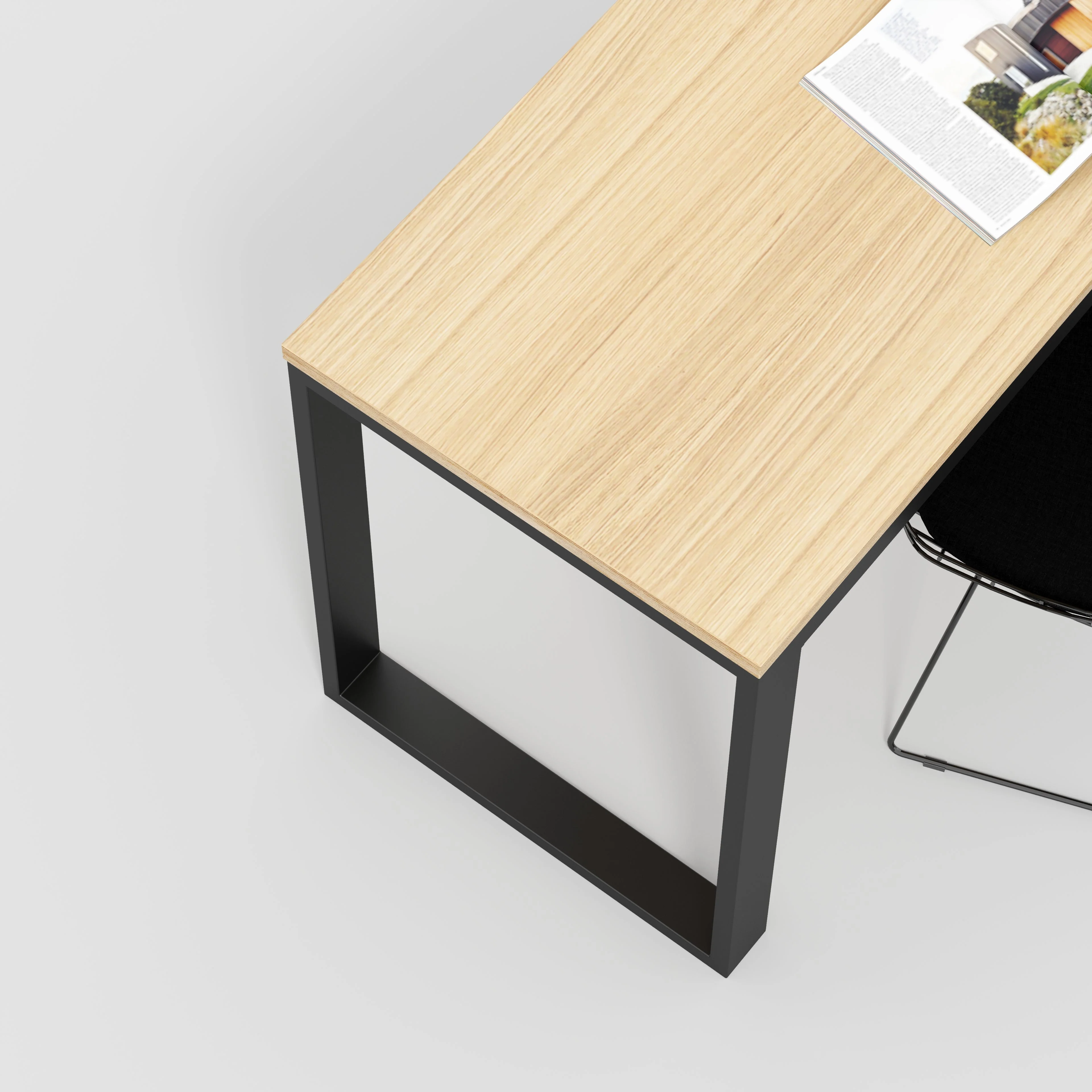 Plywood Desk with Black Industrial Frame - Plywood Oak - 1800(w) x 585(d) x 735(h) - Image 3