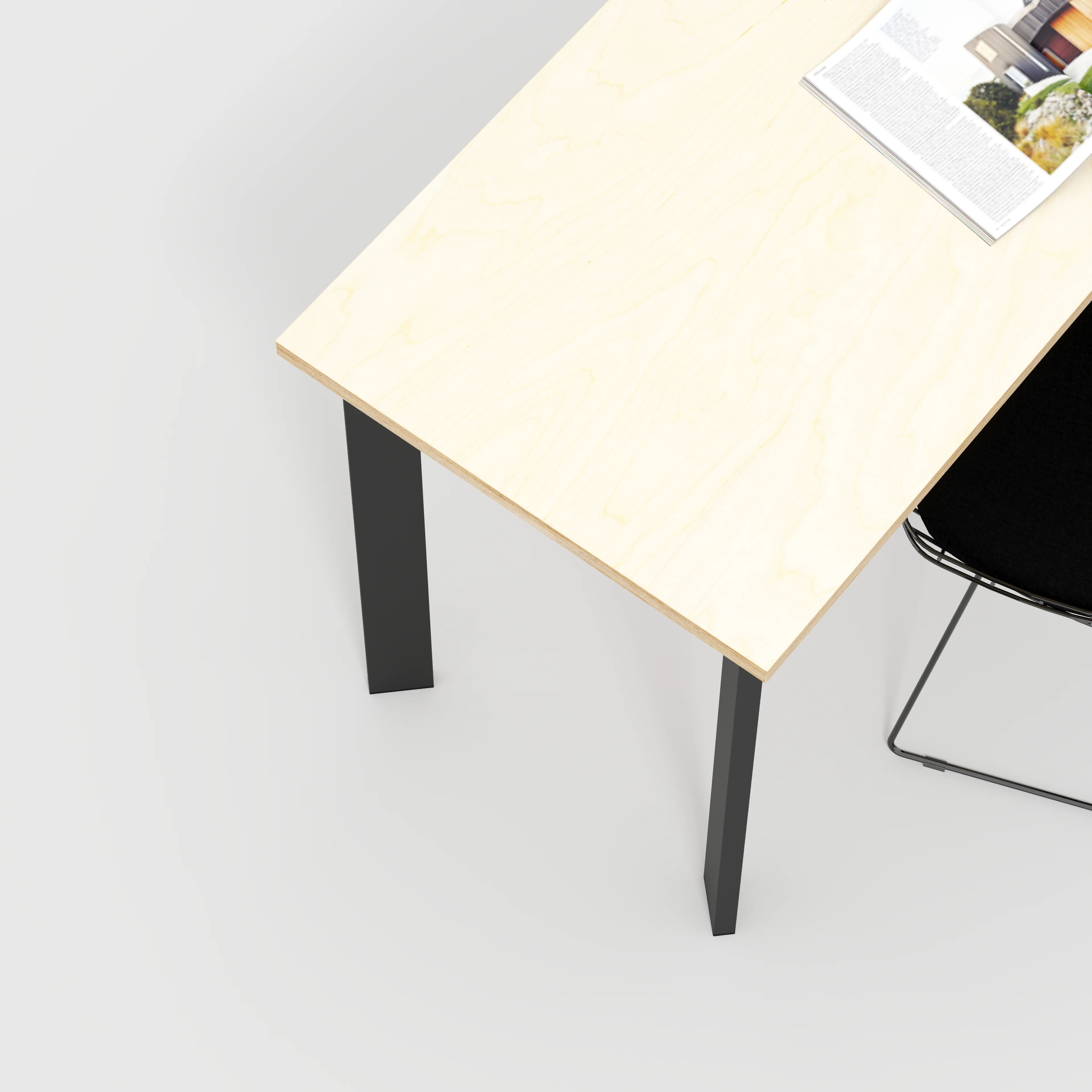 Plywood Desk with Black Rectangular Single Pin Legs - Plywood Birch - 1200(w) x 600(d) x 735(h) - Image 3