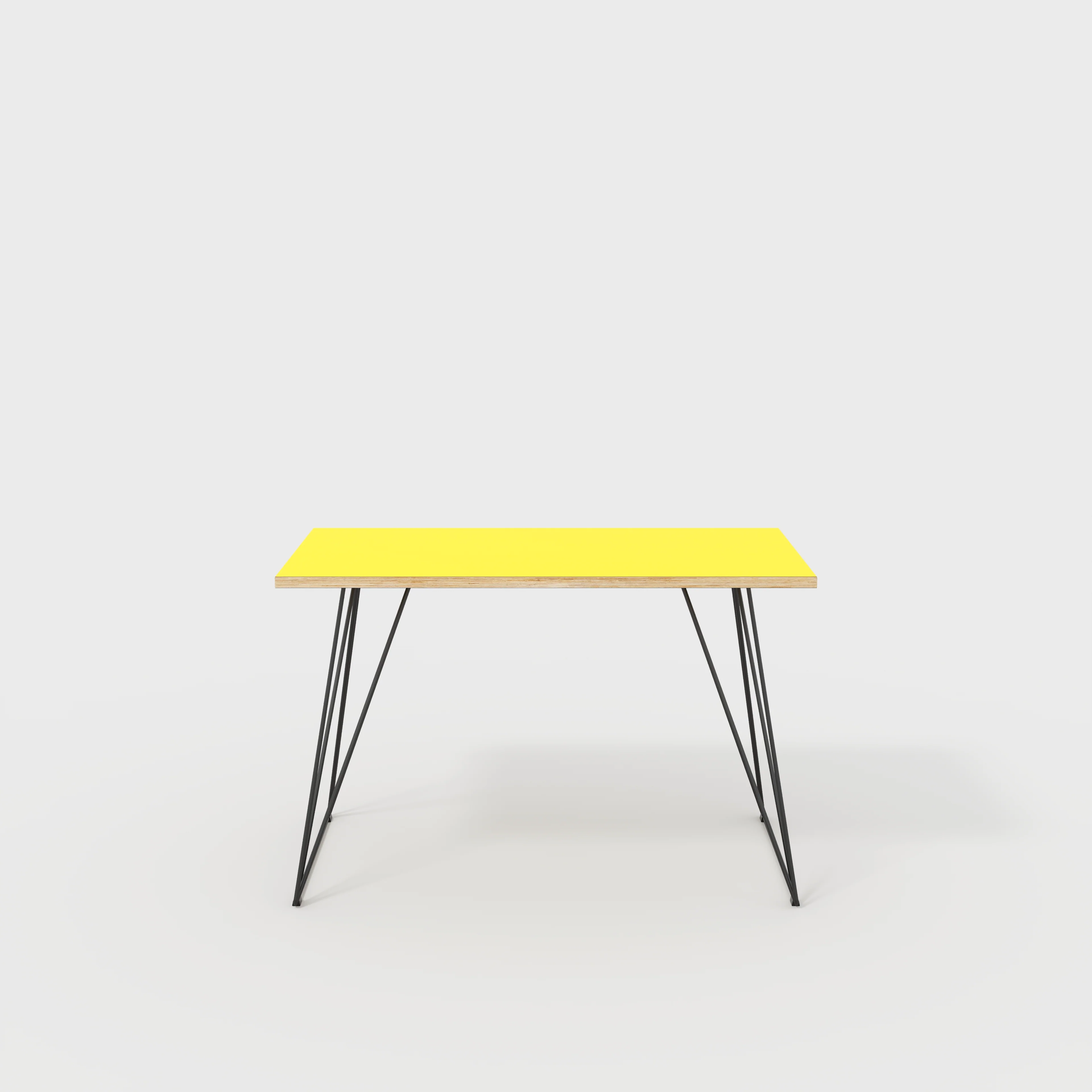 Plywood Desk with Black Wireframe Legs - Formica Chrome Yellow - 1200(w) x 600(d) x 735(h)