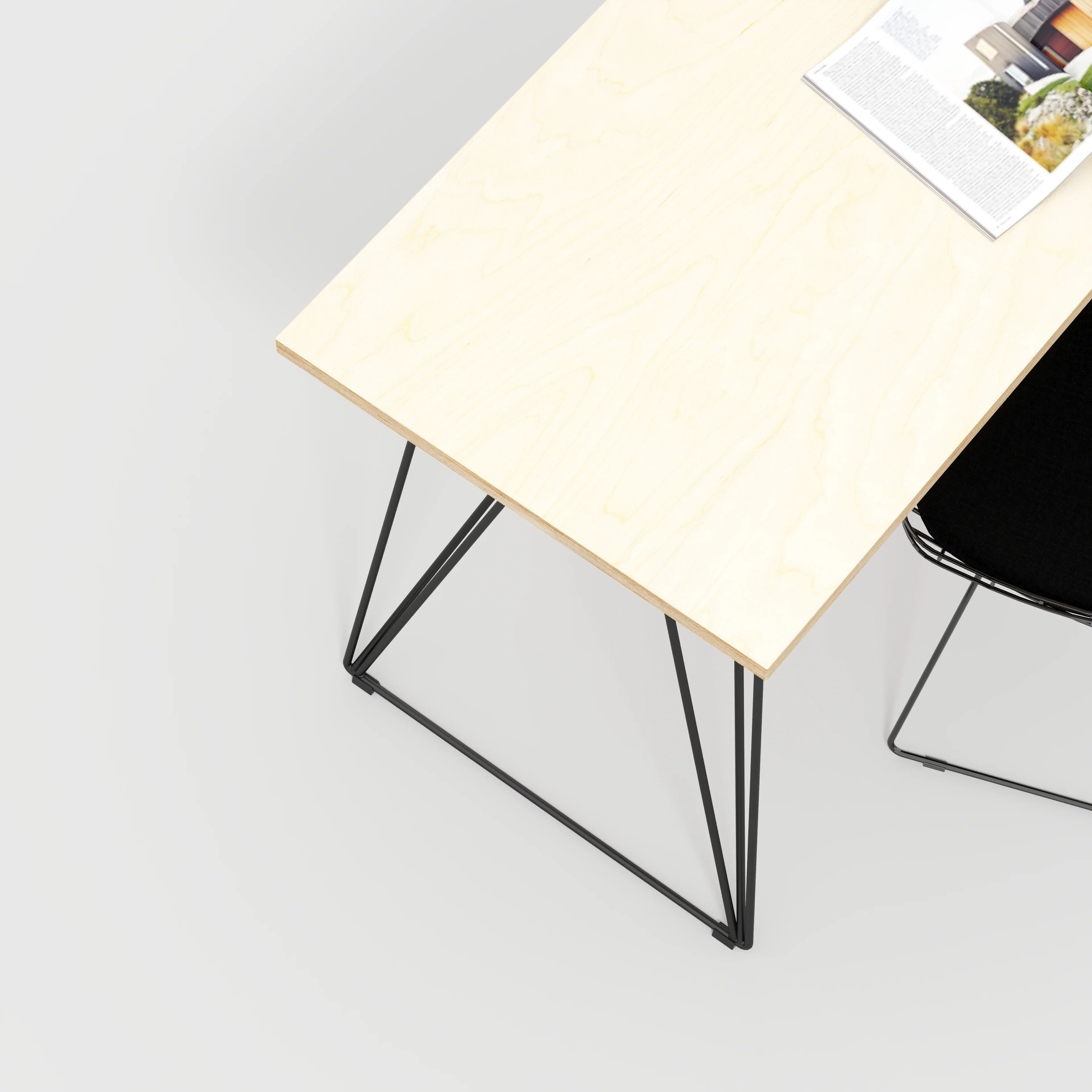 Plywood Desk with Black Wireframe Legs - Plywood Birch - 1600(w) x 800(d) x 735(h) - Image 3