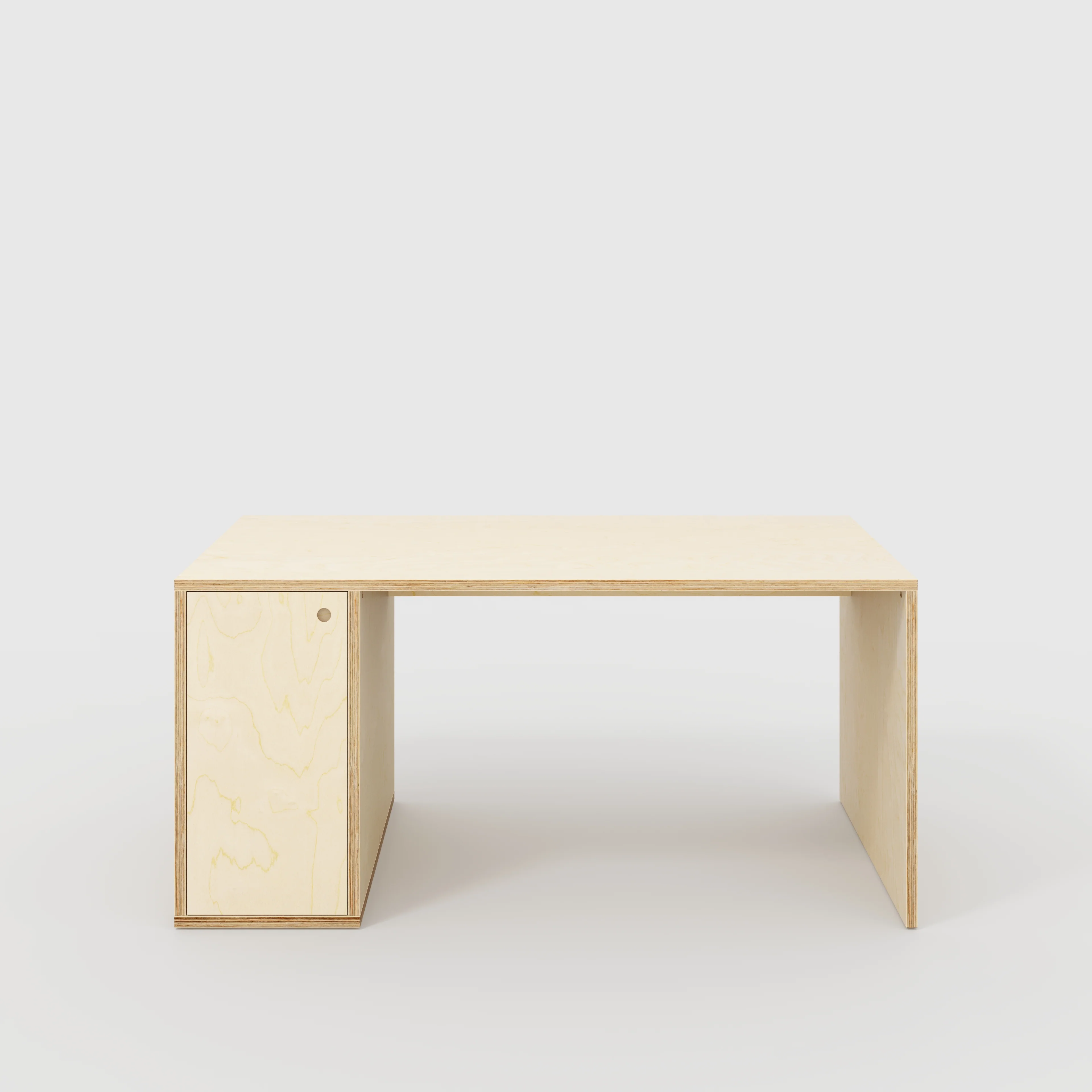Plywood Desk with Storage Type 1 LH - Door - Plywood Birch - 1600(w) x 800(d) x 750(h)