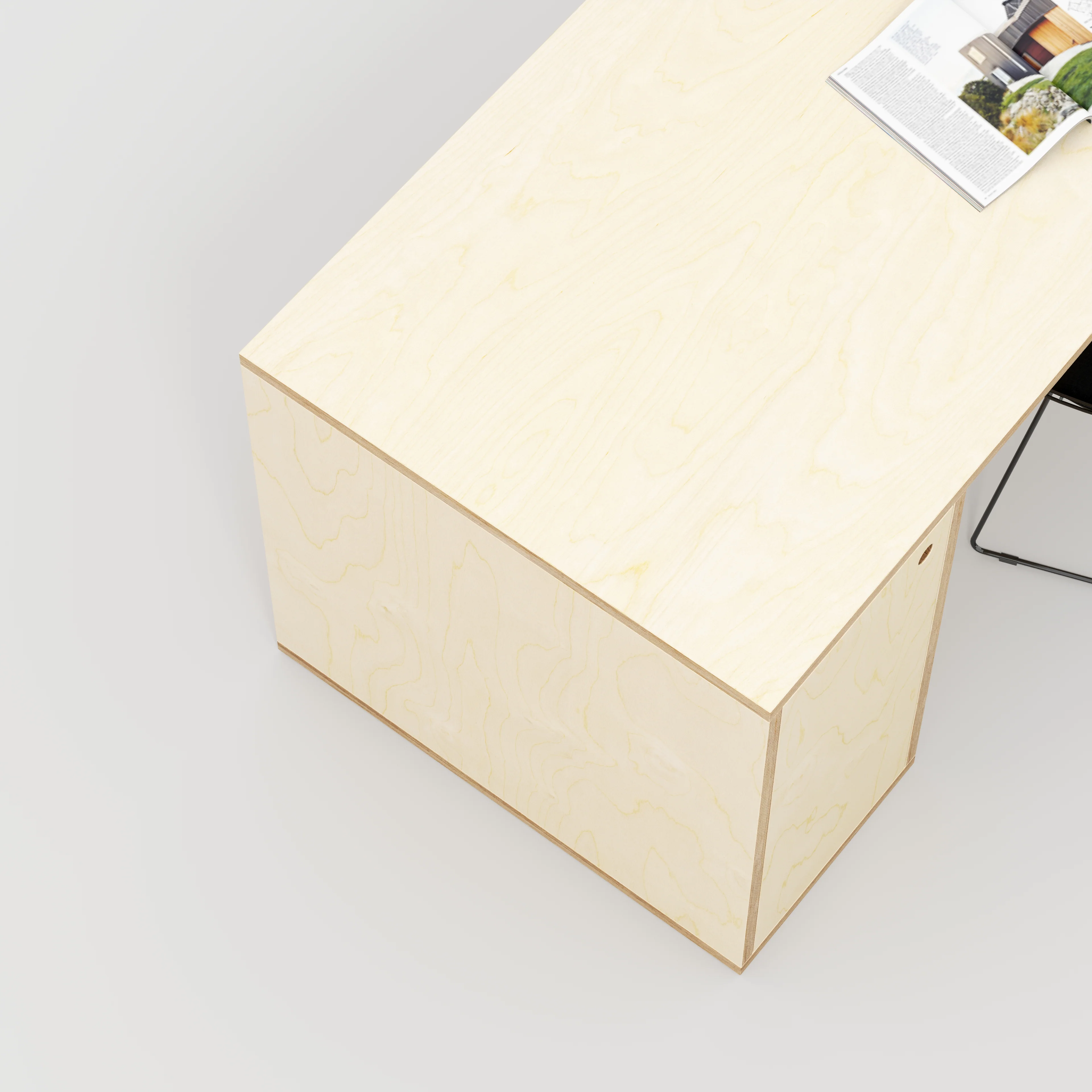 Plywood Desk with Storage Type 1 LH - Door - Plywood Birch - 1600(w) x 800(d) x 750(h) - Image 3