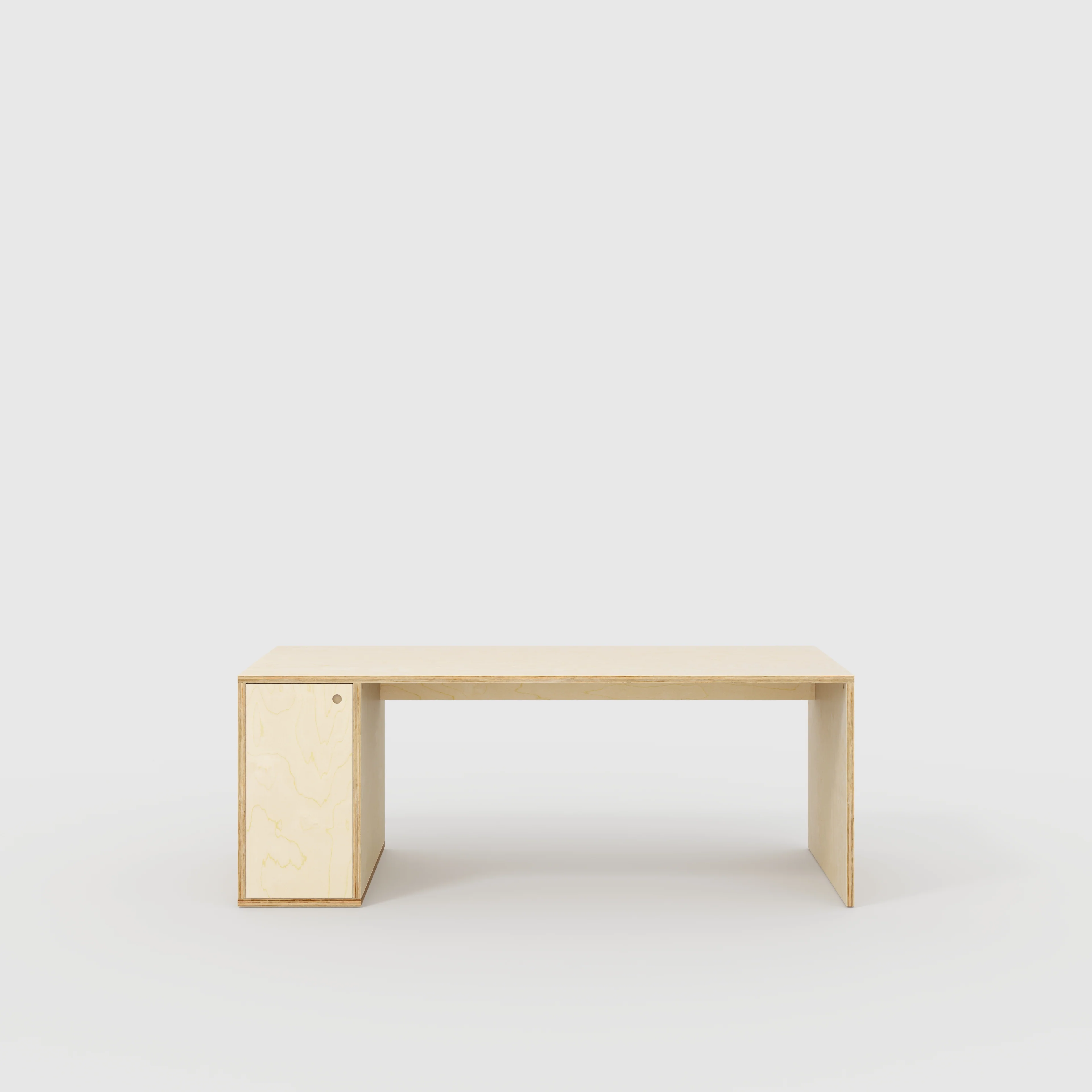 Plywood Desk with Storage Type 1 LH - Door - Plywood Birch - 2000(w) x 800(d) x 750(h)
