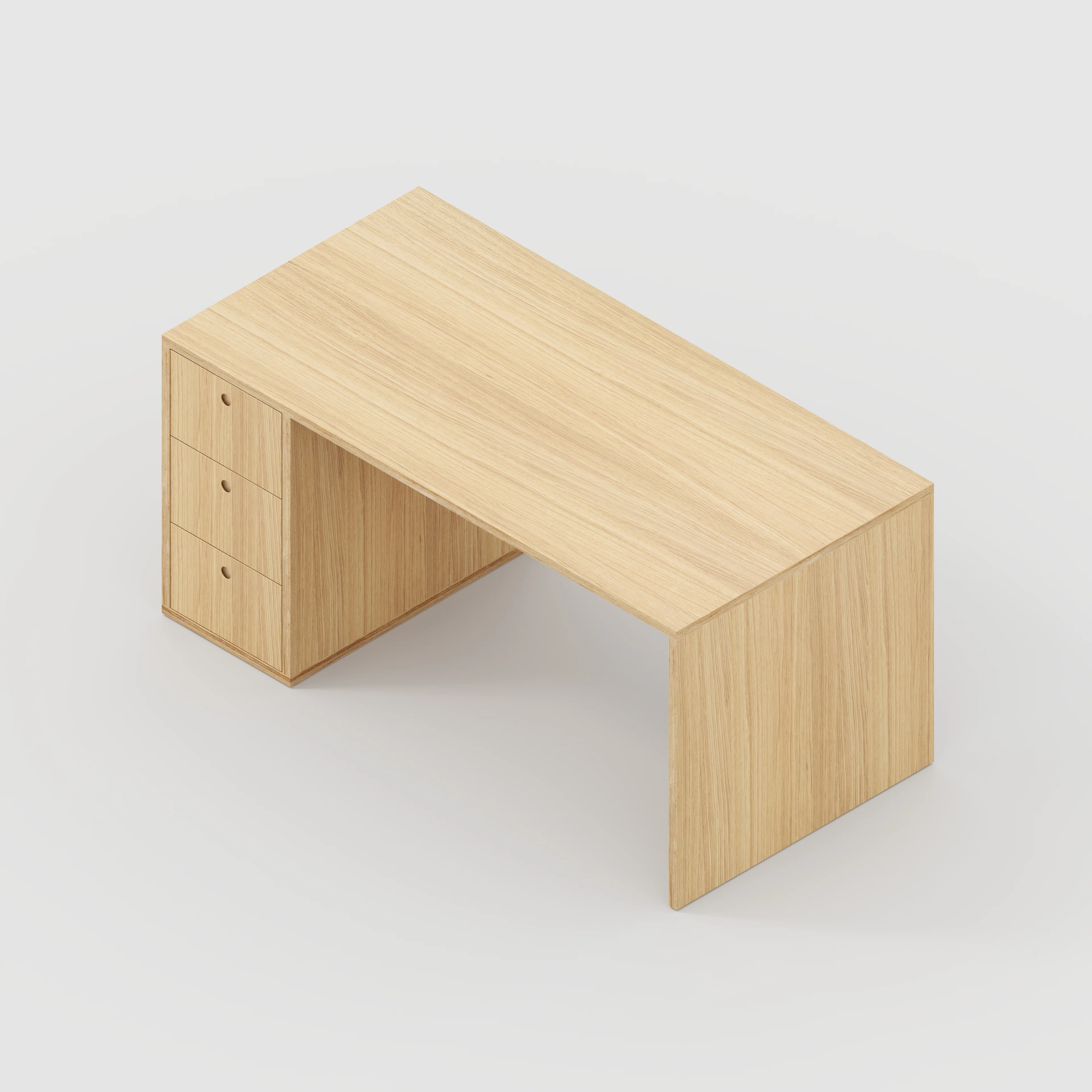 Plywood Desk with Storage Type 1 LH - Drawers - Plywood Oak - 1600(w) x 800(d) x 750(h) - Image 5
