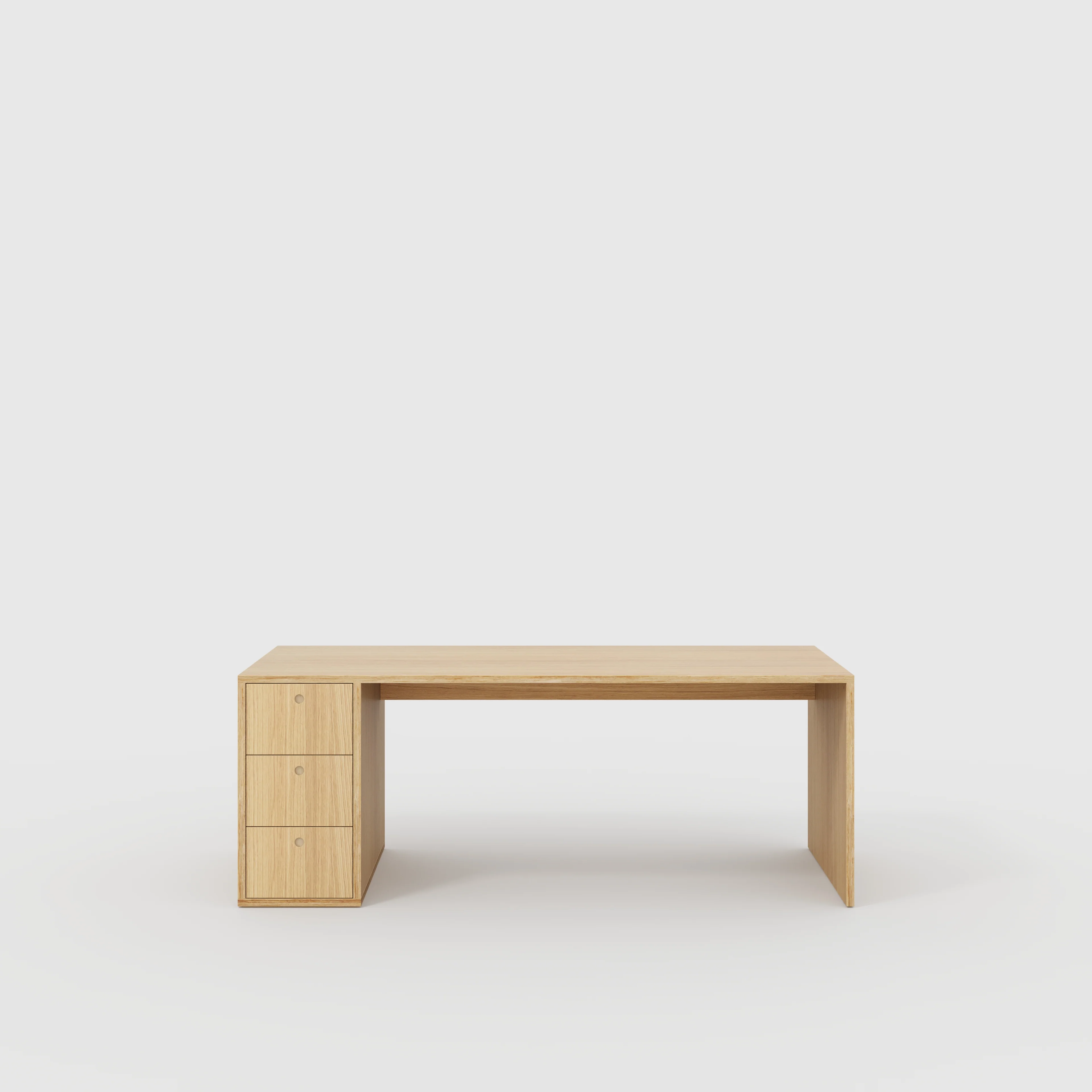 Plywood Desk with Storage Type 1 LH - Drawers - Plywood Oak - 2000(w) x 800(d) x 750(h)
