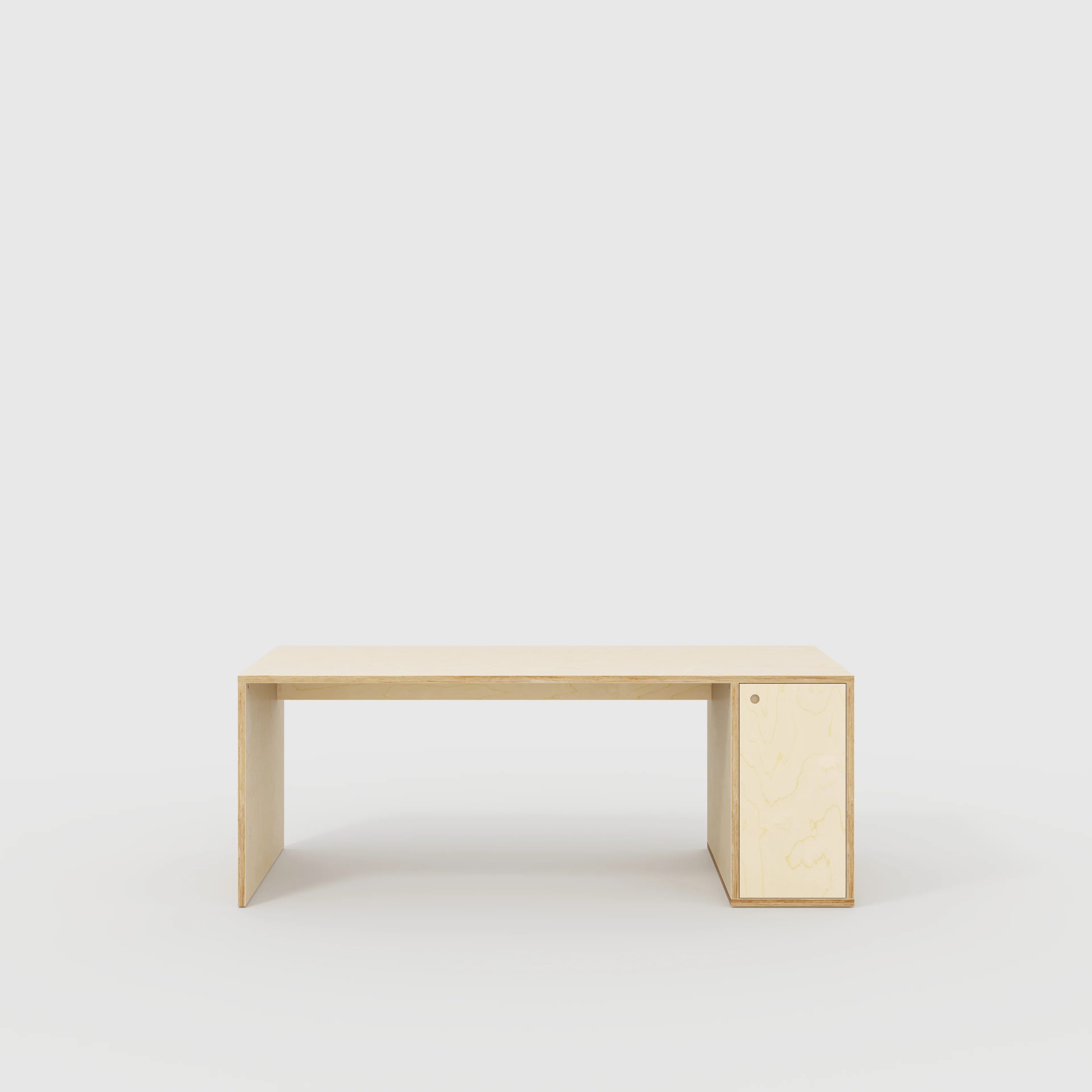 Plywood Desk with Storage Type 1 RH - Door - Plywood Birch - 2000(w) x 800(d) x 750(h)