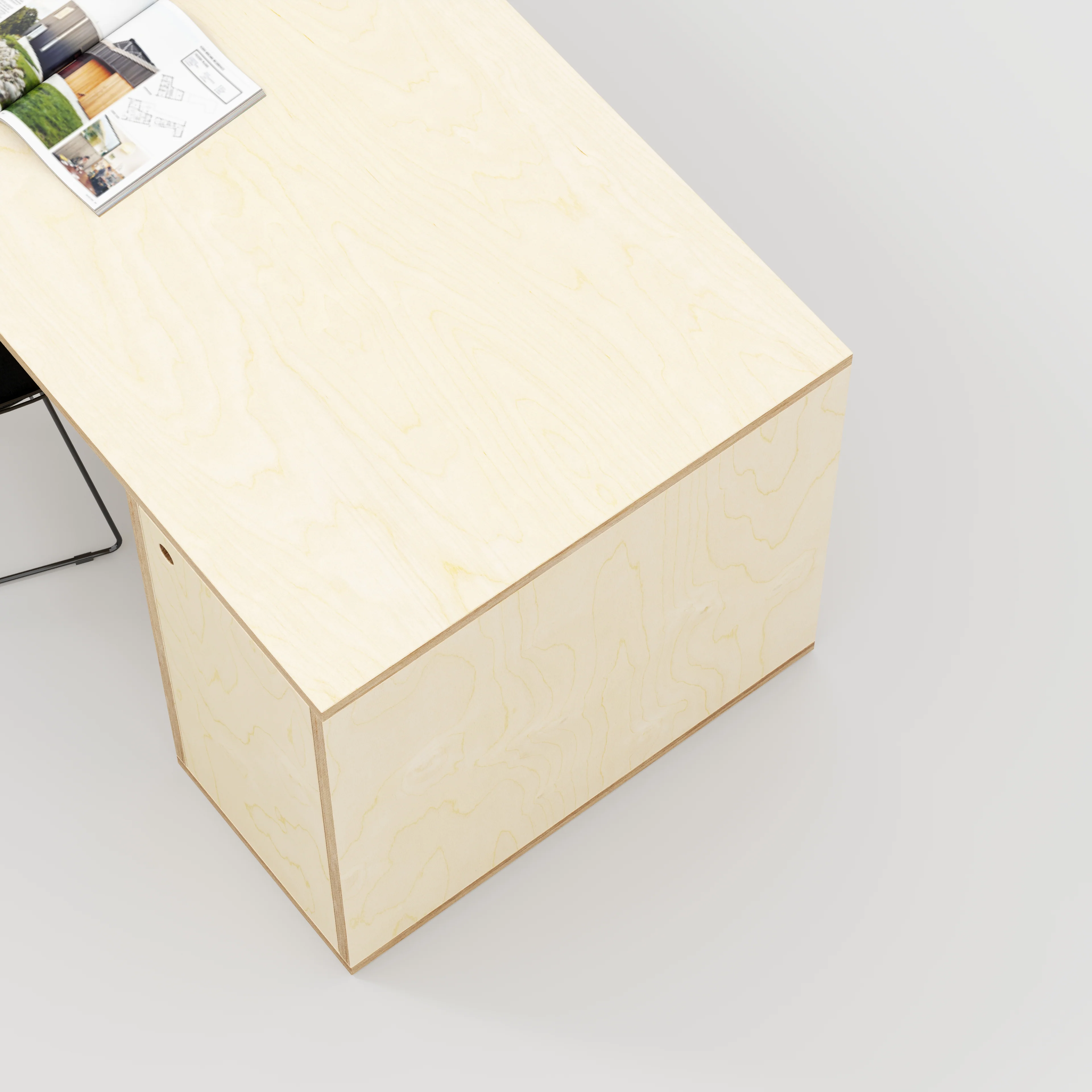 Plywood Desk with Storage Type 1 RH - Door - Plywood Birch - 2000(w) x 800(d) x 750(h) - Image 3