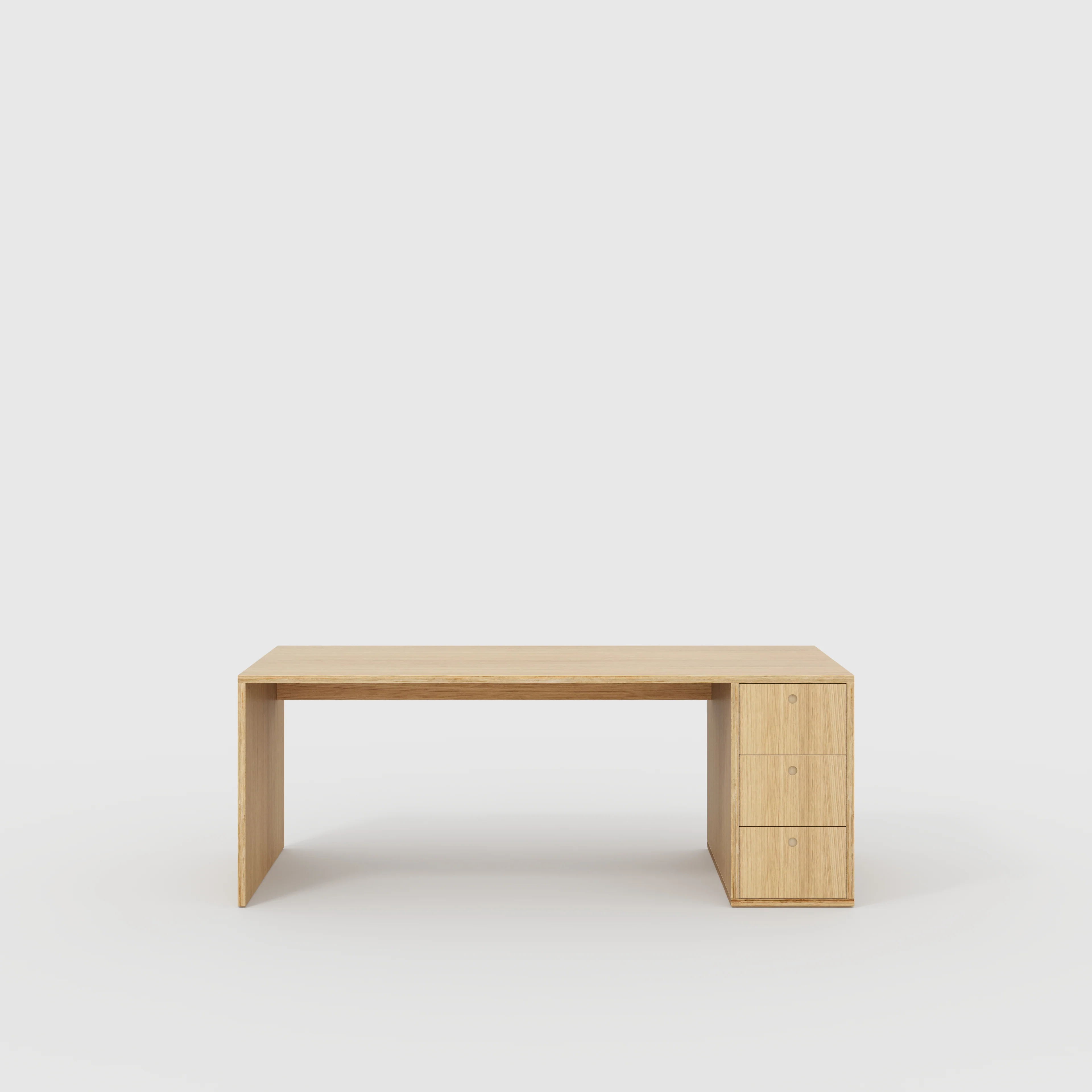 Plywood Desk with Storage Type 1 RH - Drawers - Plywood Oak - 2000(w) x 800(d) x 750(h)