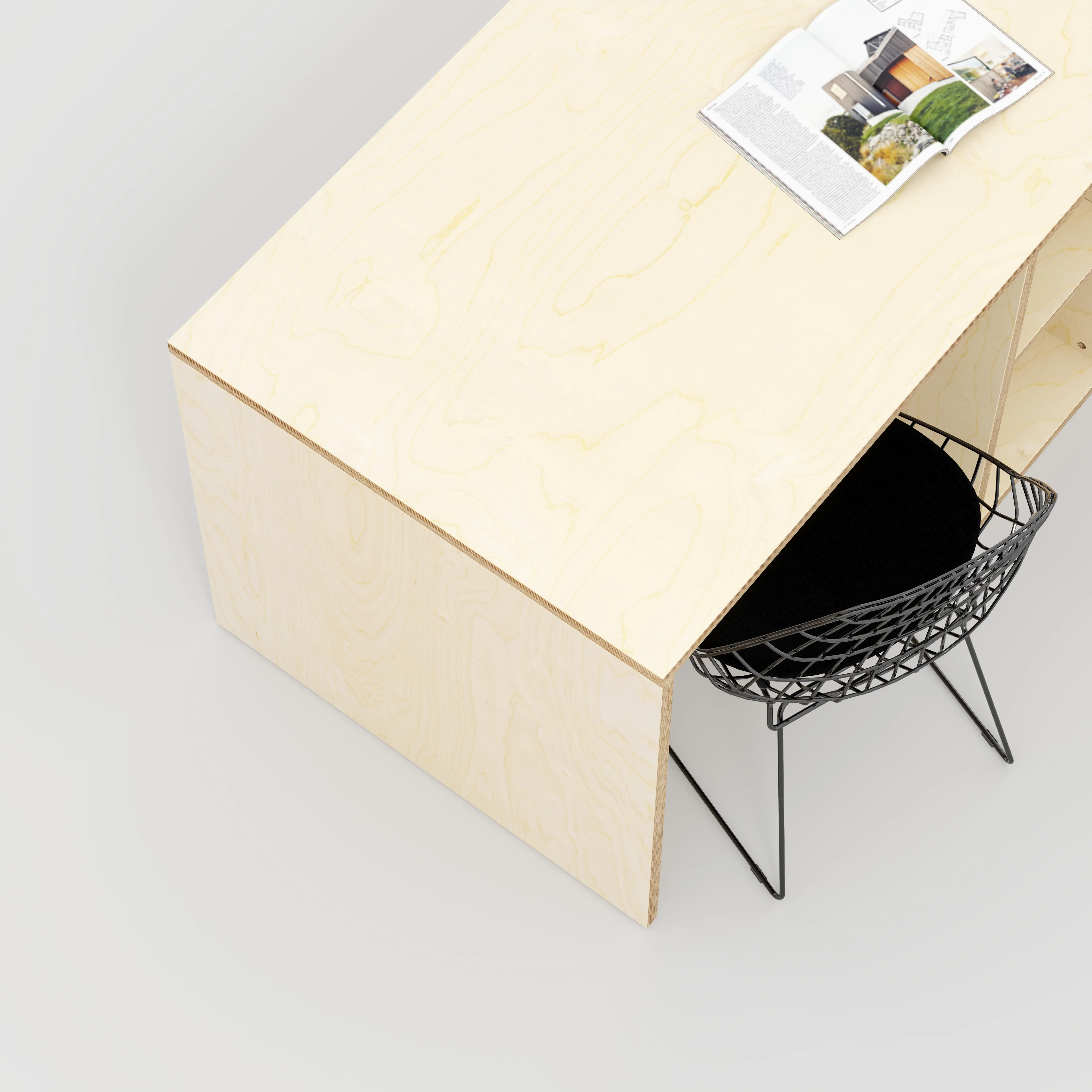 Plywood Desk with Storage Type 3 - Shelf - Plywood Birch - 2000(w) x 800(d) x 750(h) - Image 3