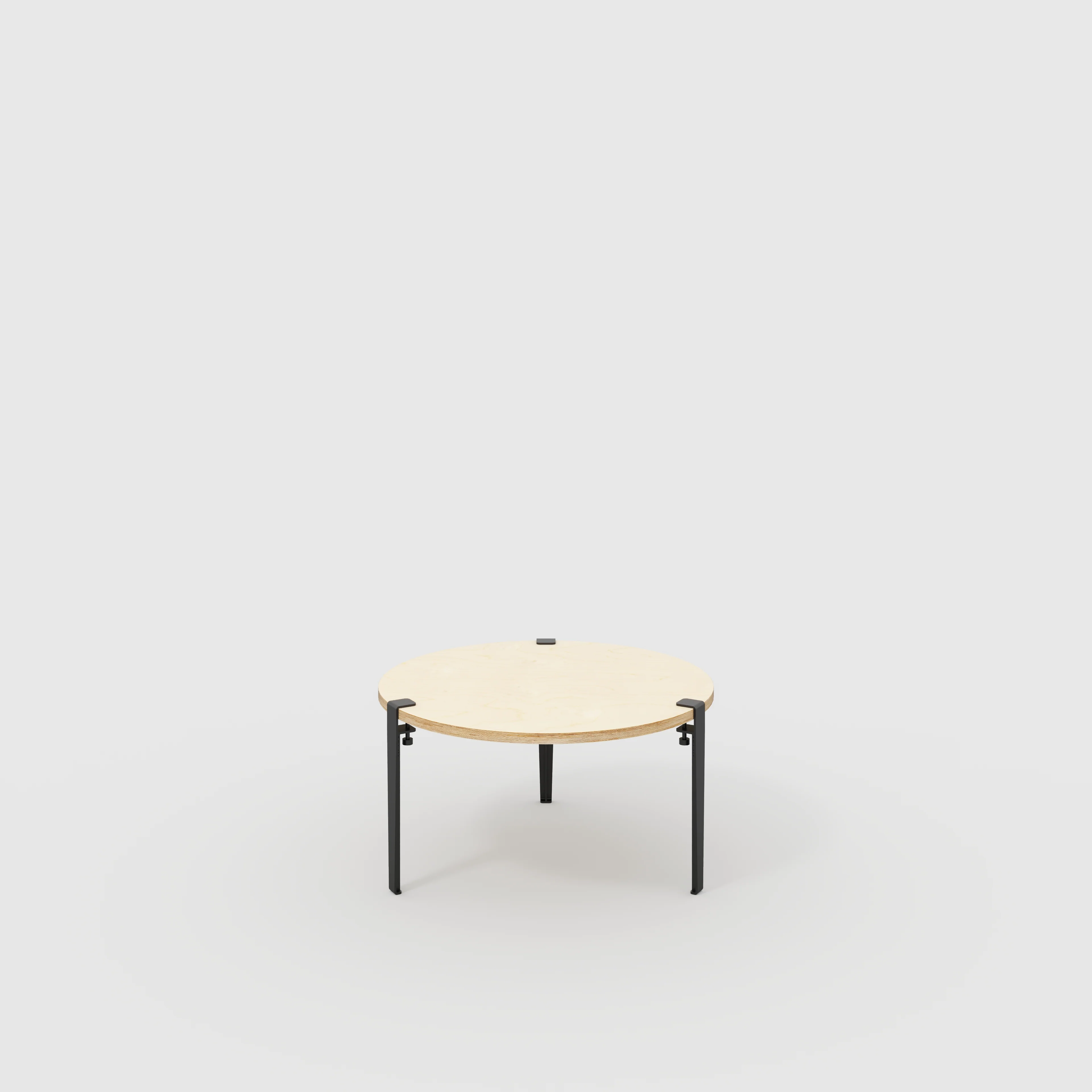 Plywood Round Coffee Table with Black Tiptoe Legs - Plywood Birch - 800(dia) x 430(h)