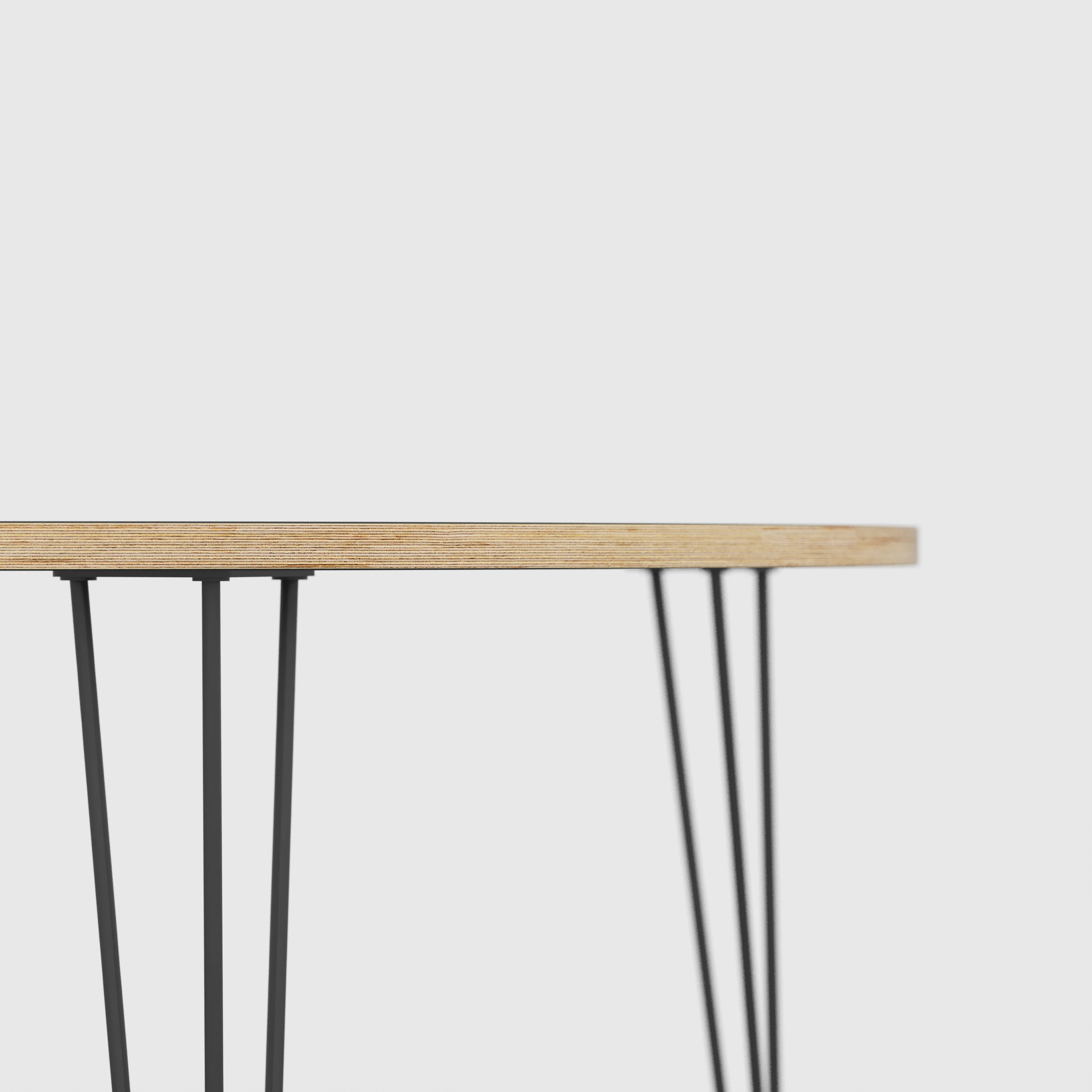 Plywood Round Table with Black Hairpin Legs - Plywood Birch - 1200(dia) x 735(h) - Image 4