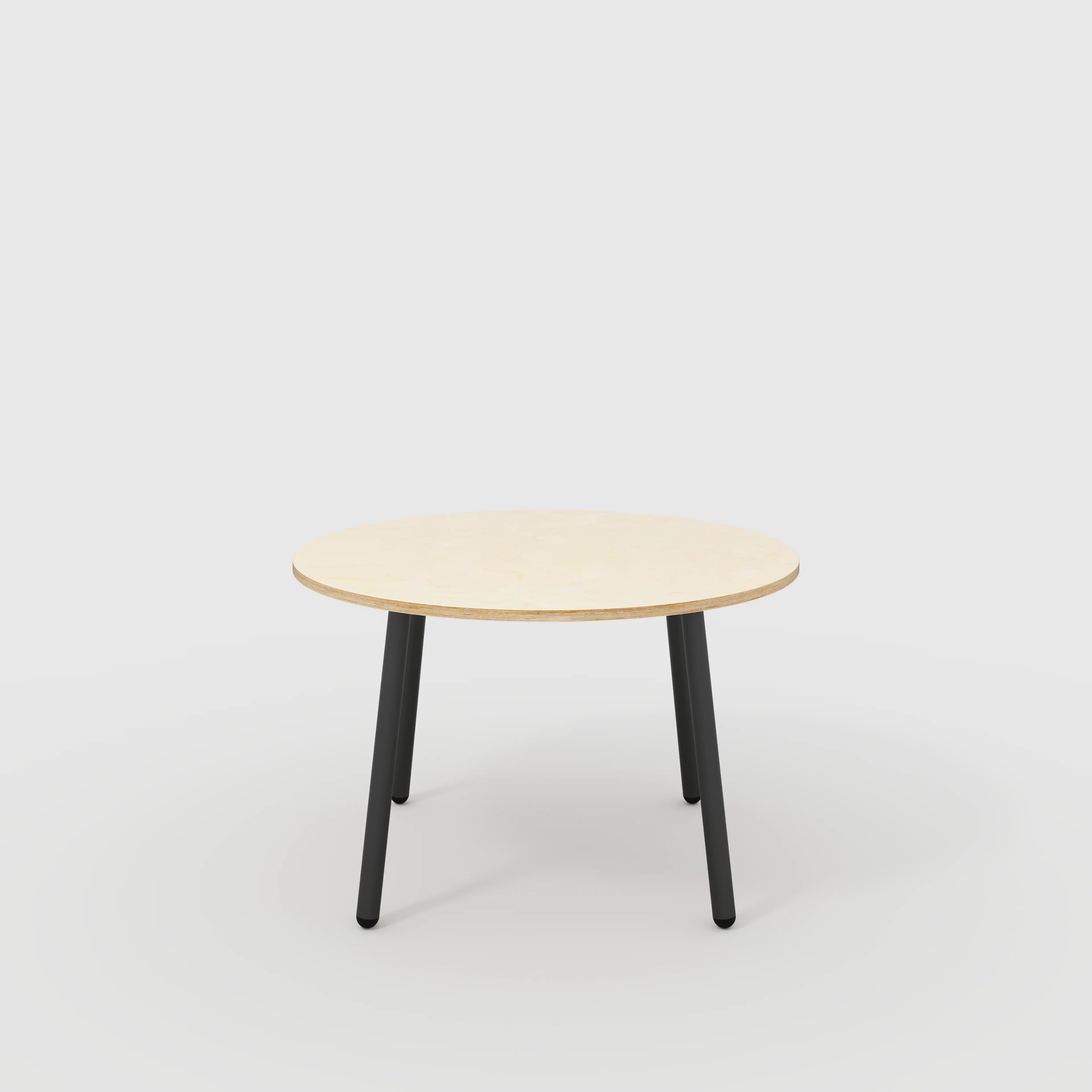 Plywood Round Table with Black Round Single Pin Legs - Plywood Birch - 1200(dia) x 735(h)