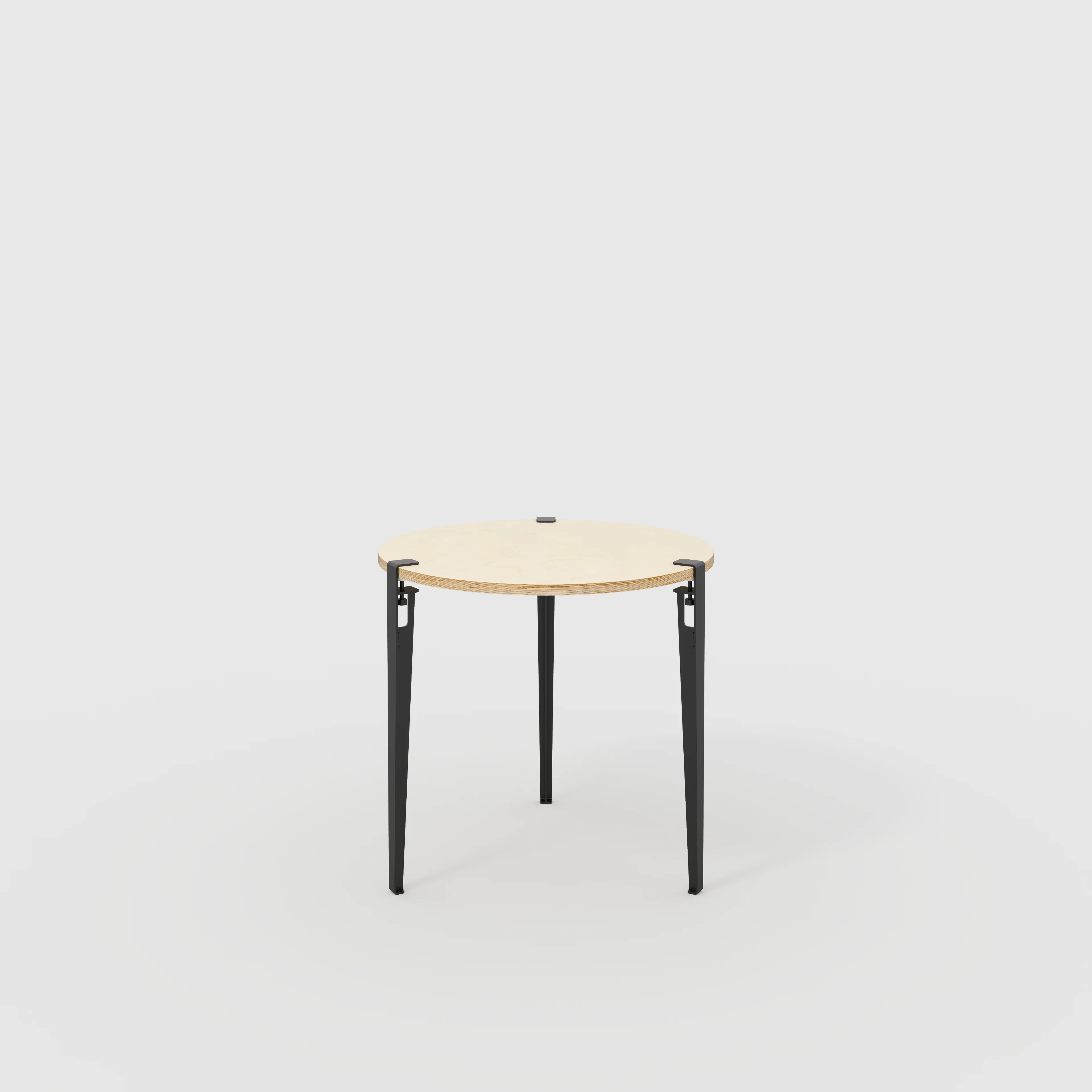 Plywood Round Table with Black Tiptoe Legs - Plywood Birch - 800(dia) x 750(h)