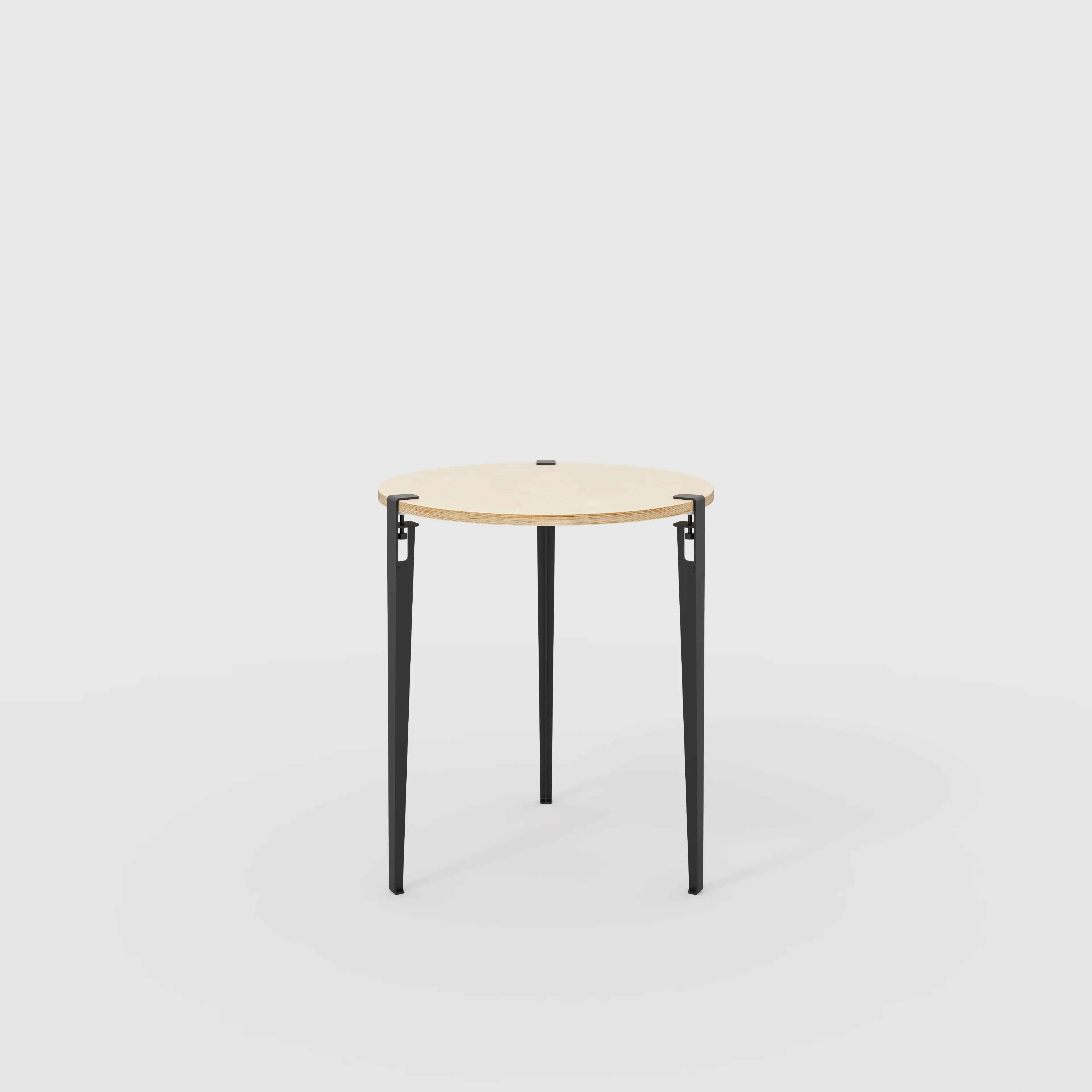 Plywood Round Table with Black Tiptoe Legs - Plywood Birch - 800(dia) x 900(h)