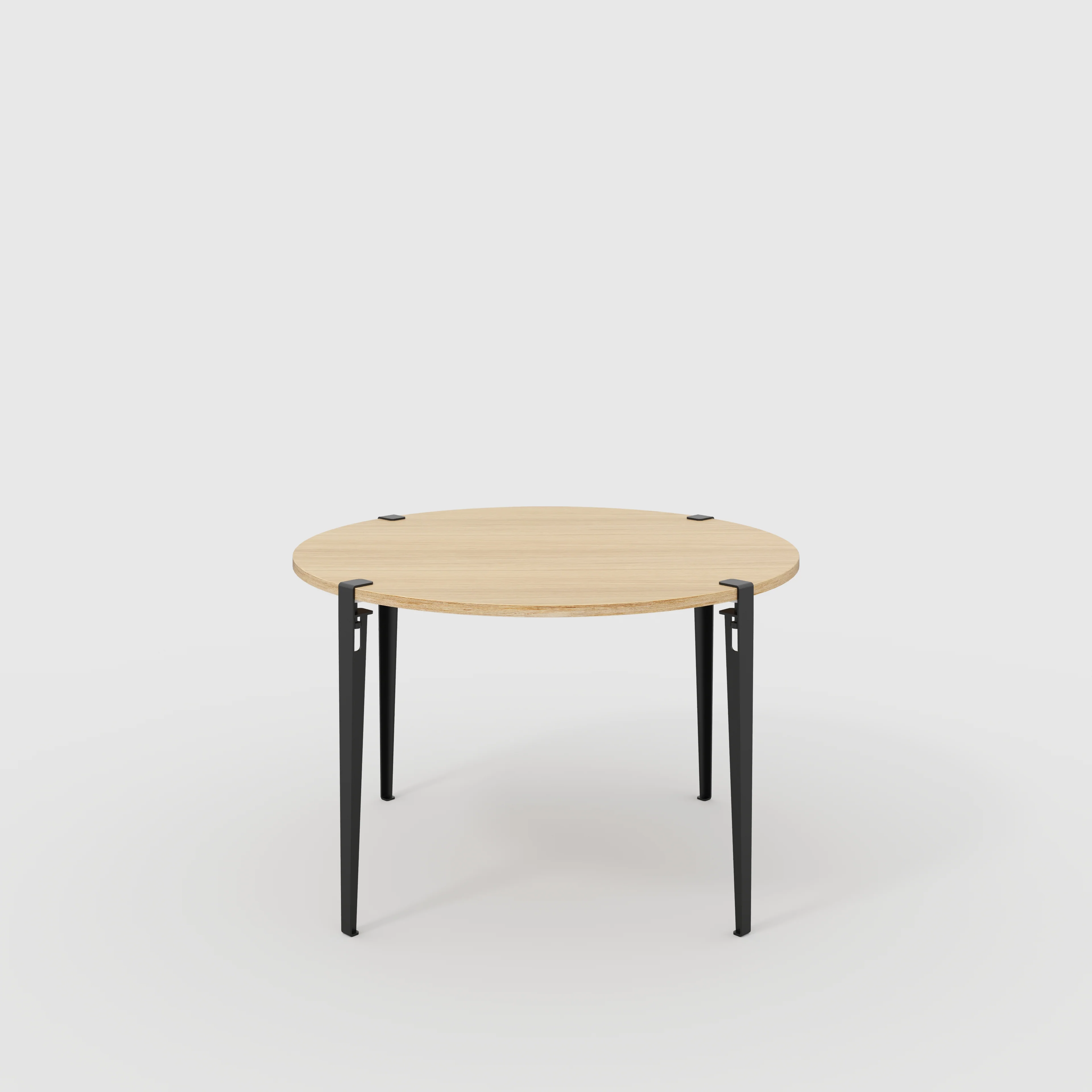 Plywood Round Table with Black Tiptoe Legs - Plywood Oak - 1200(dia) x 750(h)