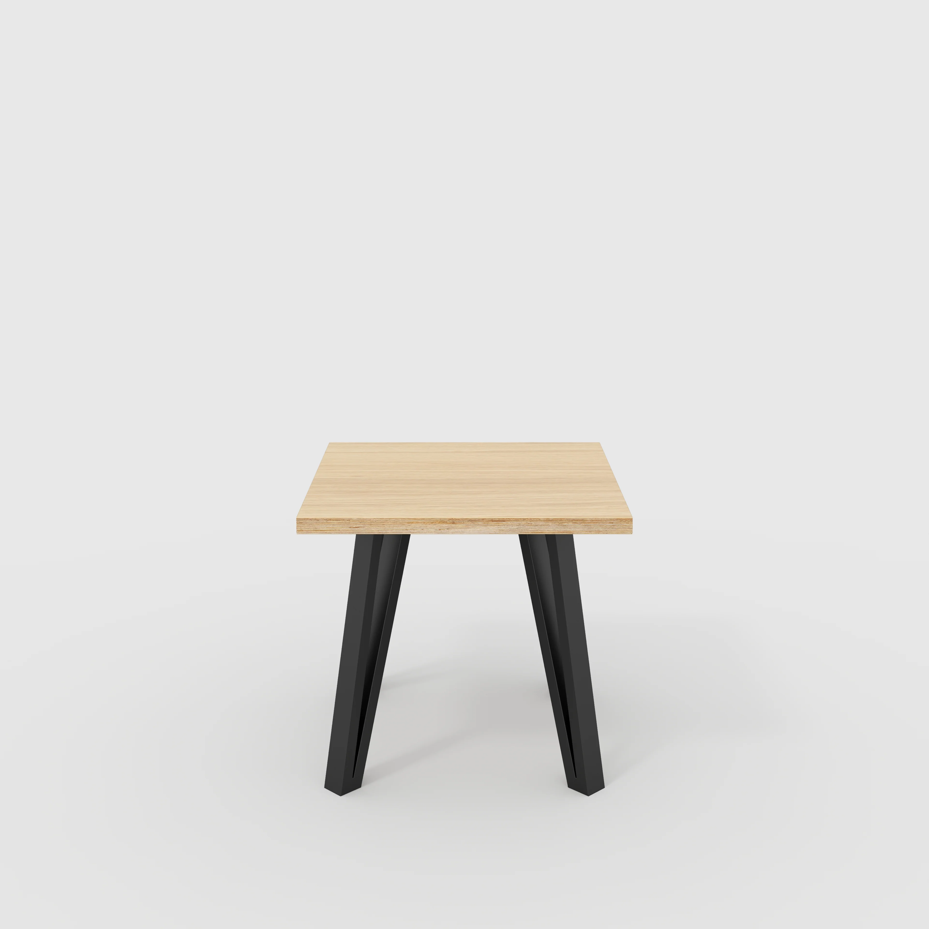 Plywood Side Table with Black Box Hairpin Legs - Plywood Oak - 500(w) x 500(d) x 425(h)