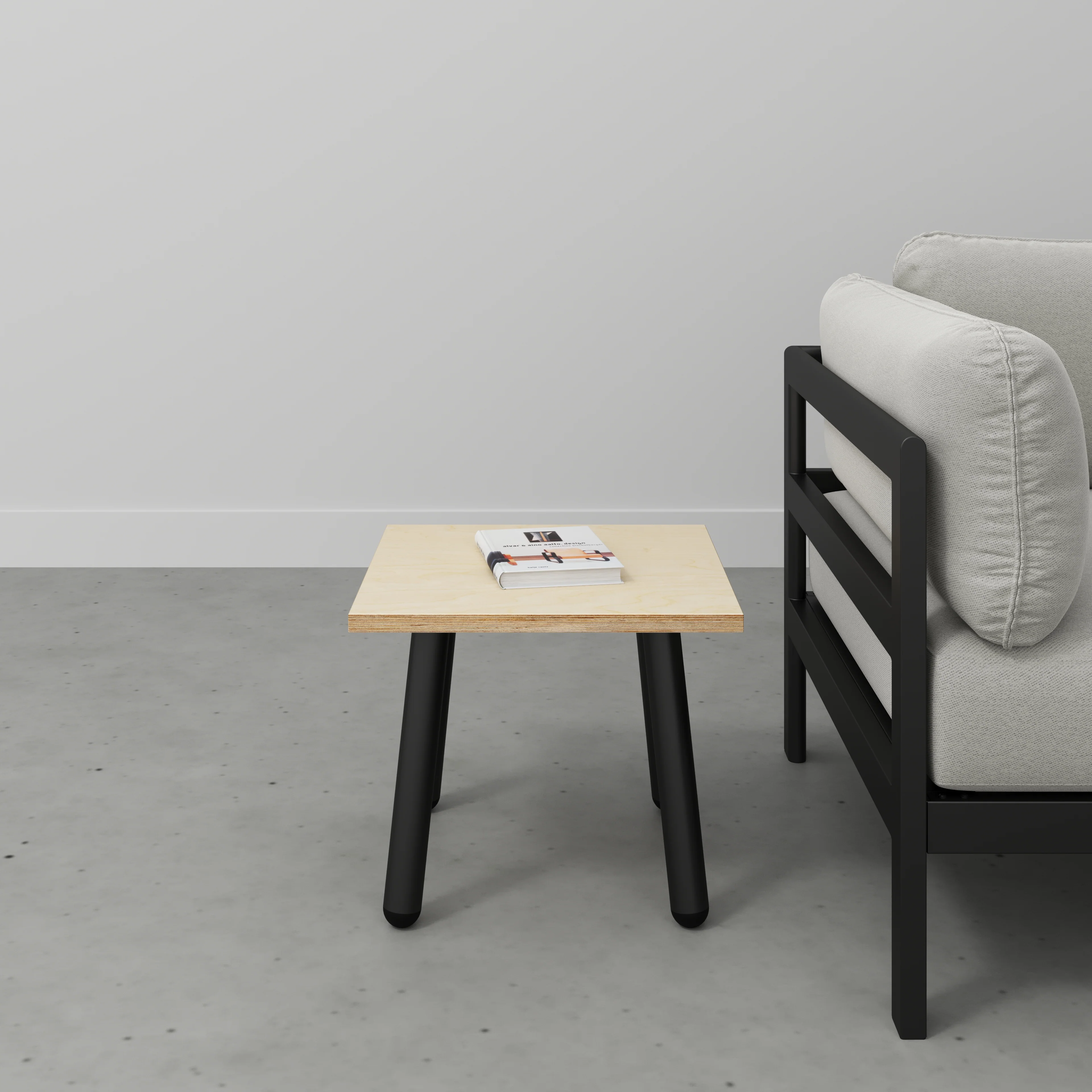 Plywood Side Table with Round Single Pin Legs - Plywood Birch - 500(w) x 500(d) x 425(h) - Image 2