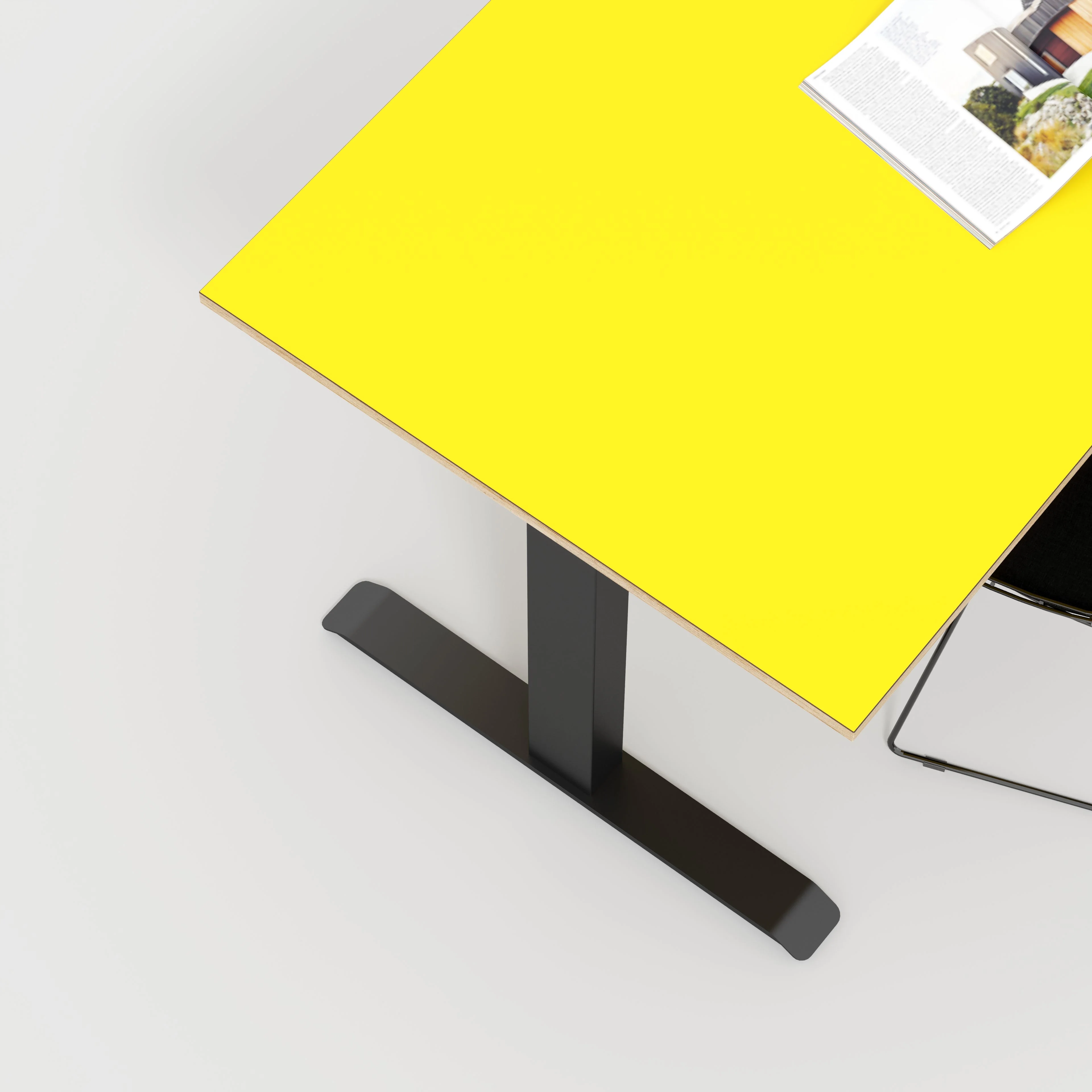 Plywood Sit Stand Desk with Black Frame - Formica Chrome Yellow - 1600(w) x 800(d) - Image 3