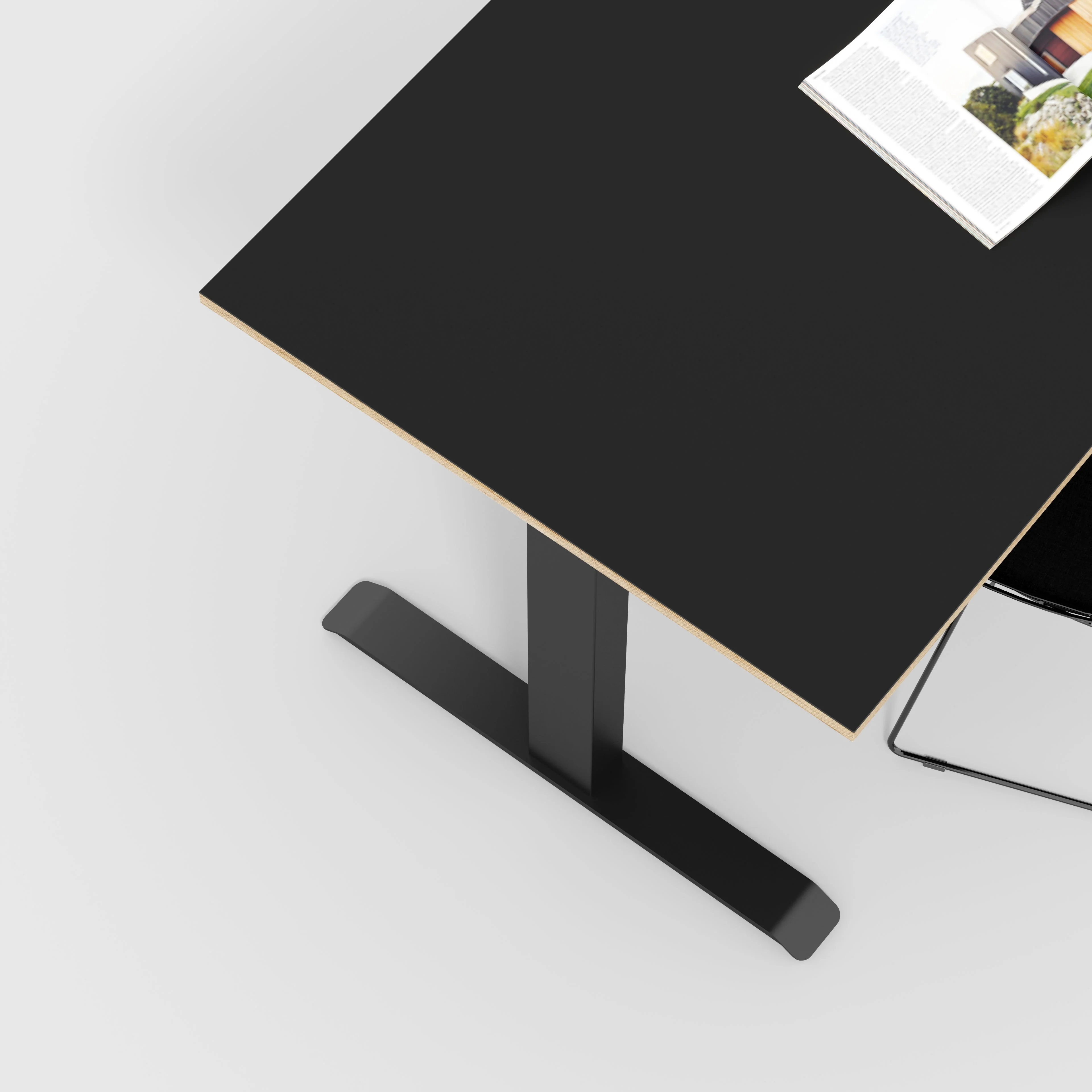 Plywood Sit Stand Desk with Black Frame - Formica Diamond Black - 1600(w) x 800(d) - Image 3