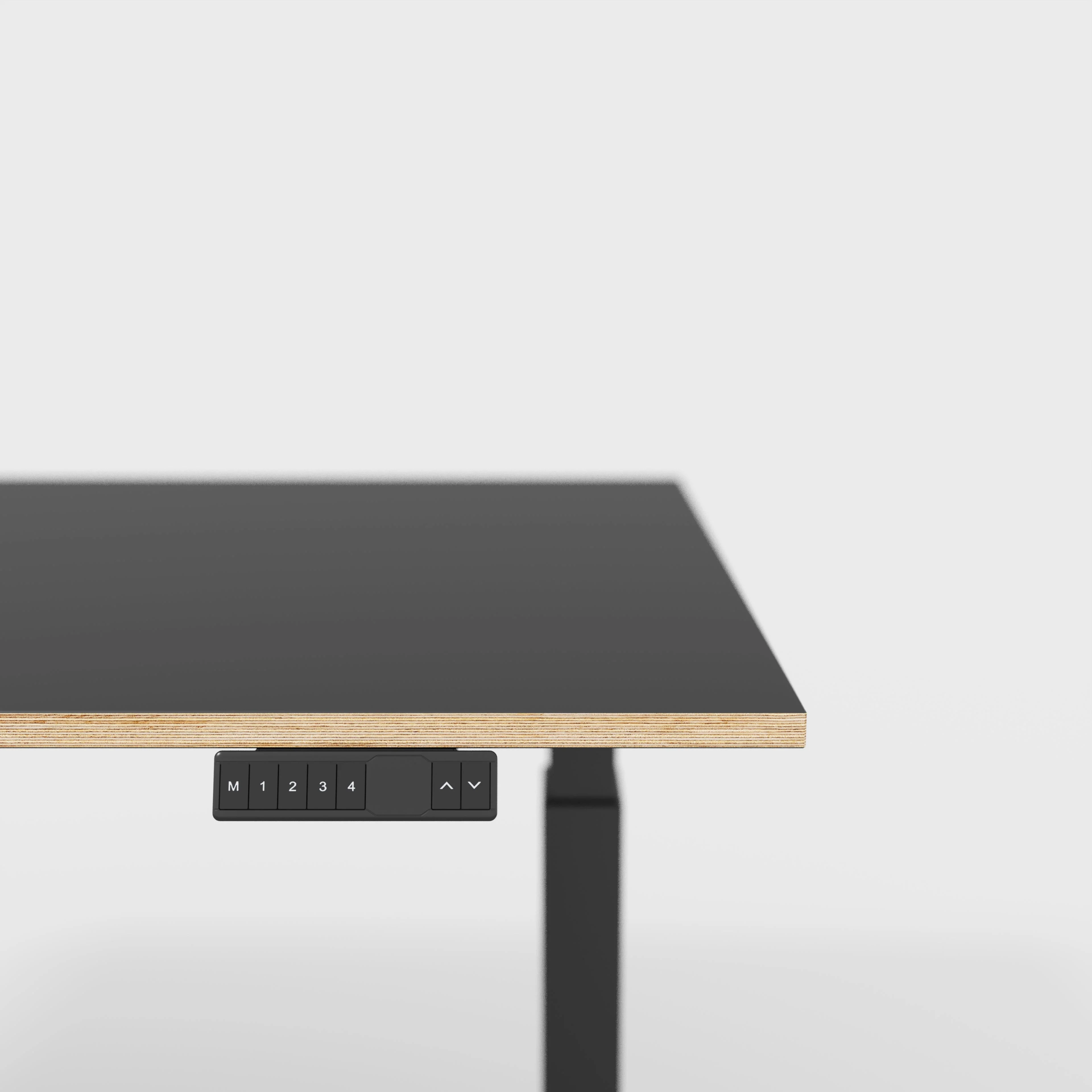 Plywood Sit Stand Desk with Black Frame - Formica Diamond Black - 1600(w) x 800(d) - Image 4