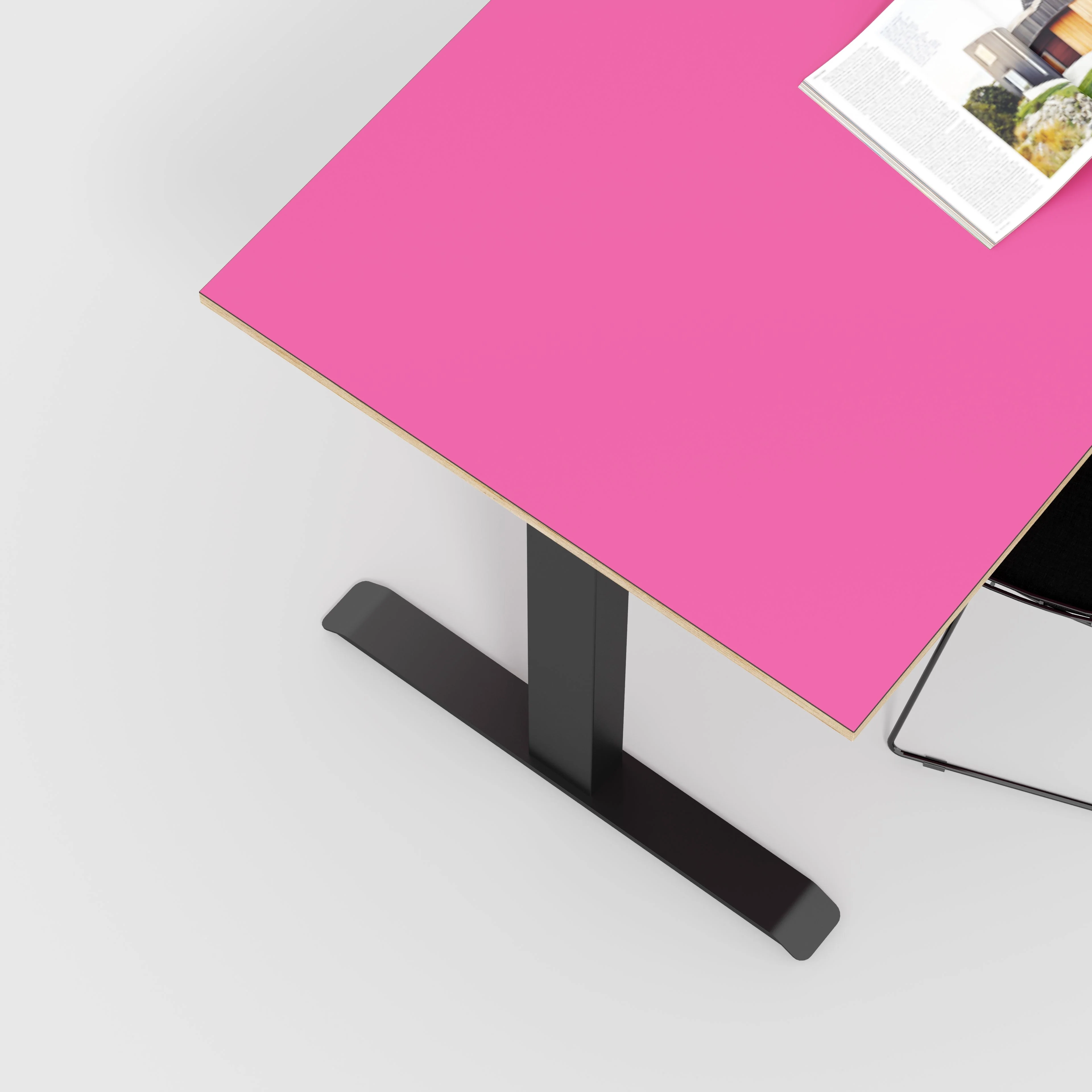 Plywood Sit Stand Desk with Black Frame - Formica Juicy Pink - 1600(w) x 800(d) - Image 3