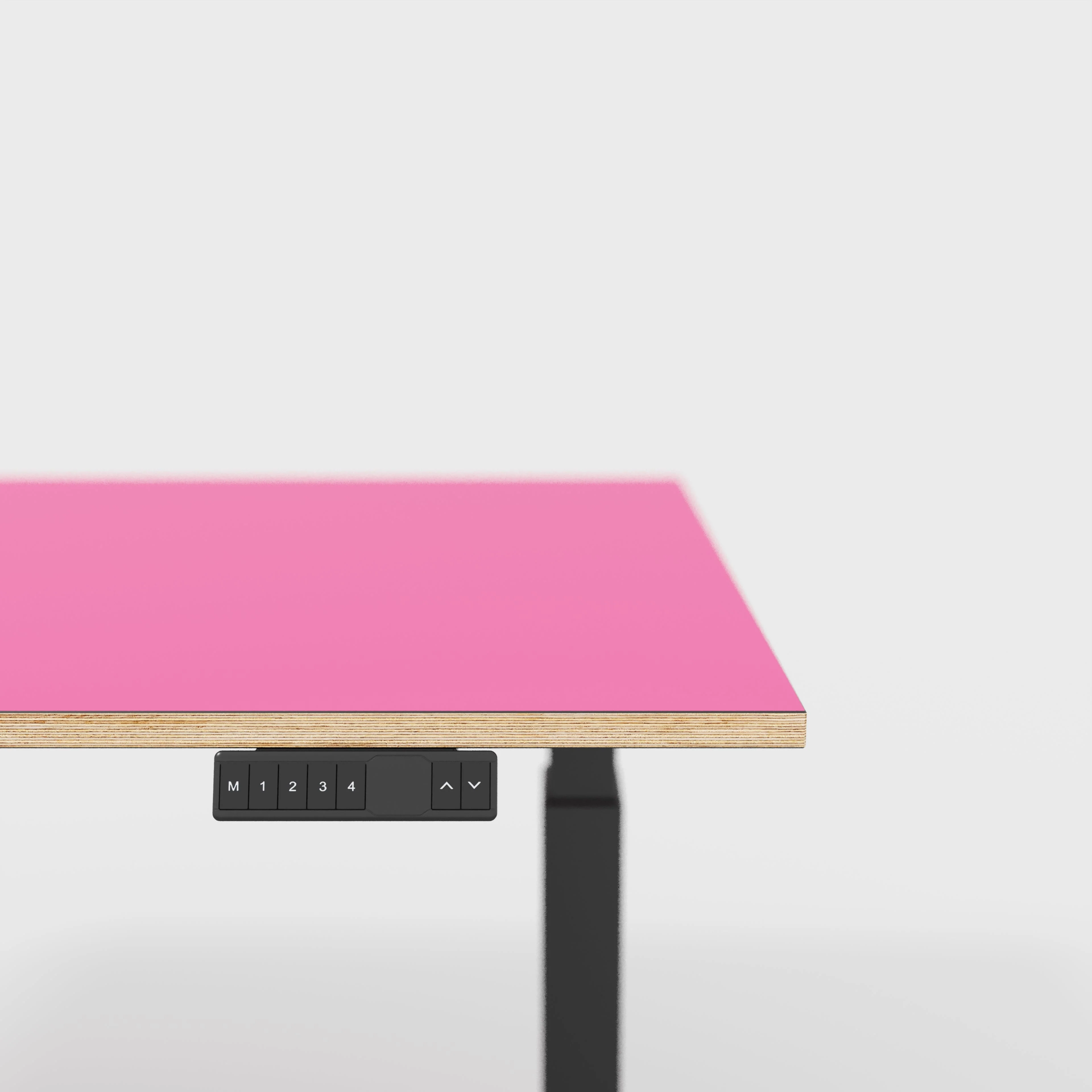 Plywood Sit Stand Desk with Black Frame - Formica Juicy Pink - 1600(w) x 800(d) - Image 4