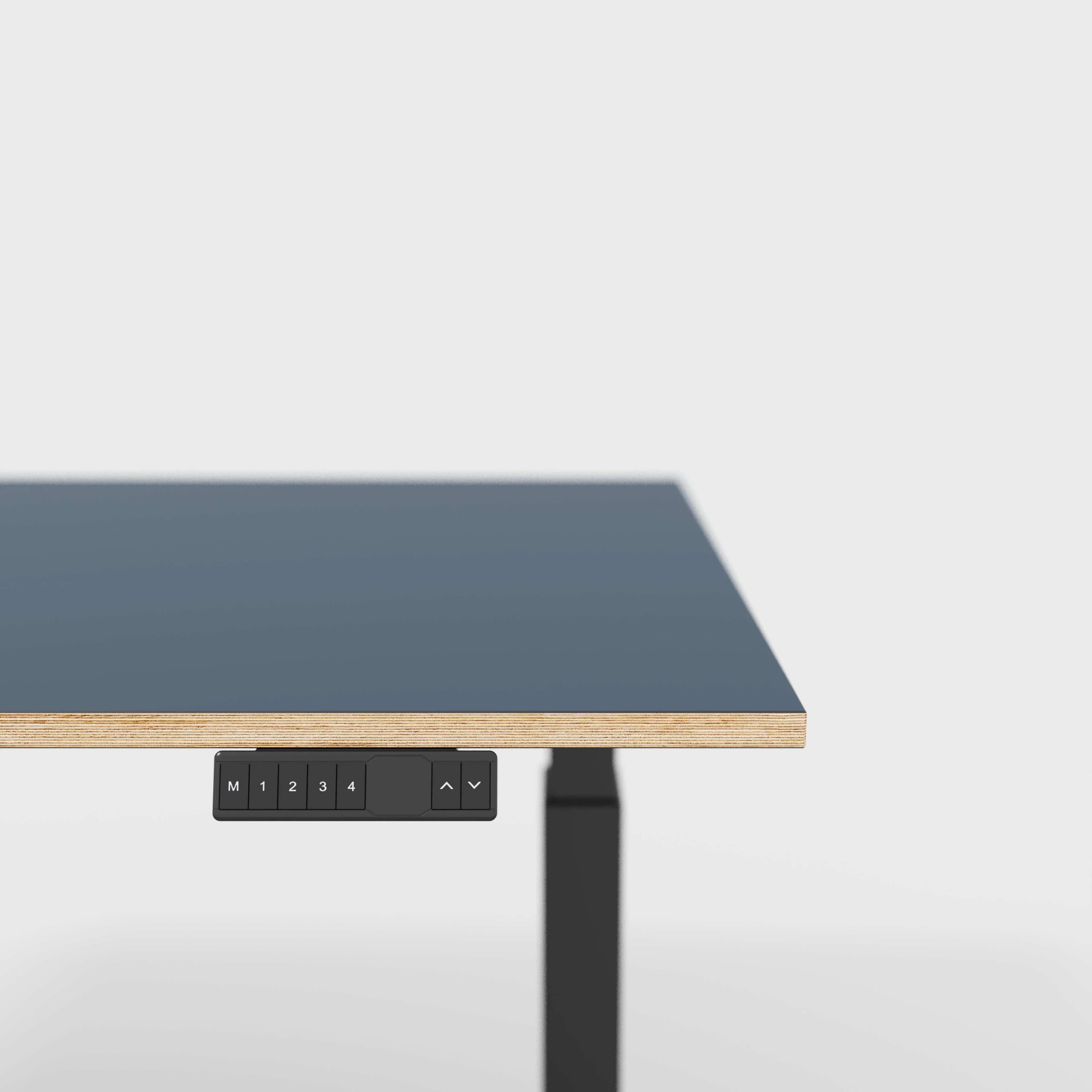 Plywood Sit Stand Desk with Black Frame - Formica Night Sea Blue - 1600(w) x 800(d) - Image 4