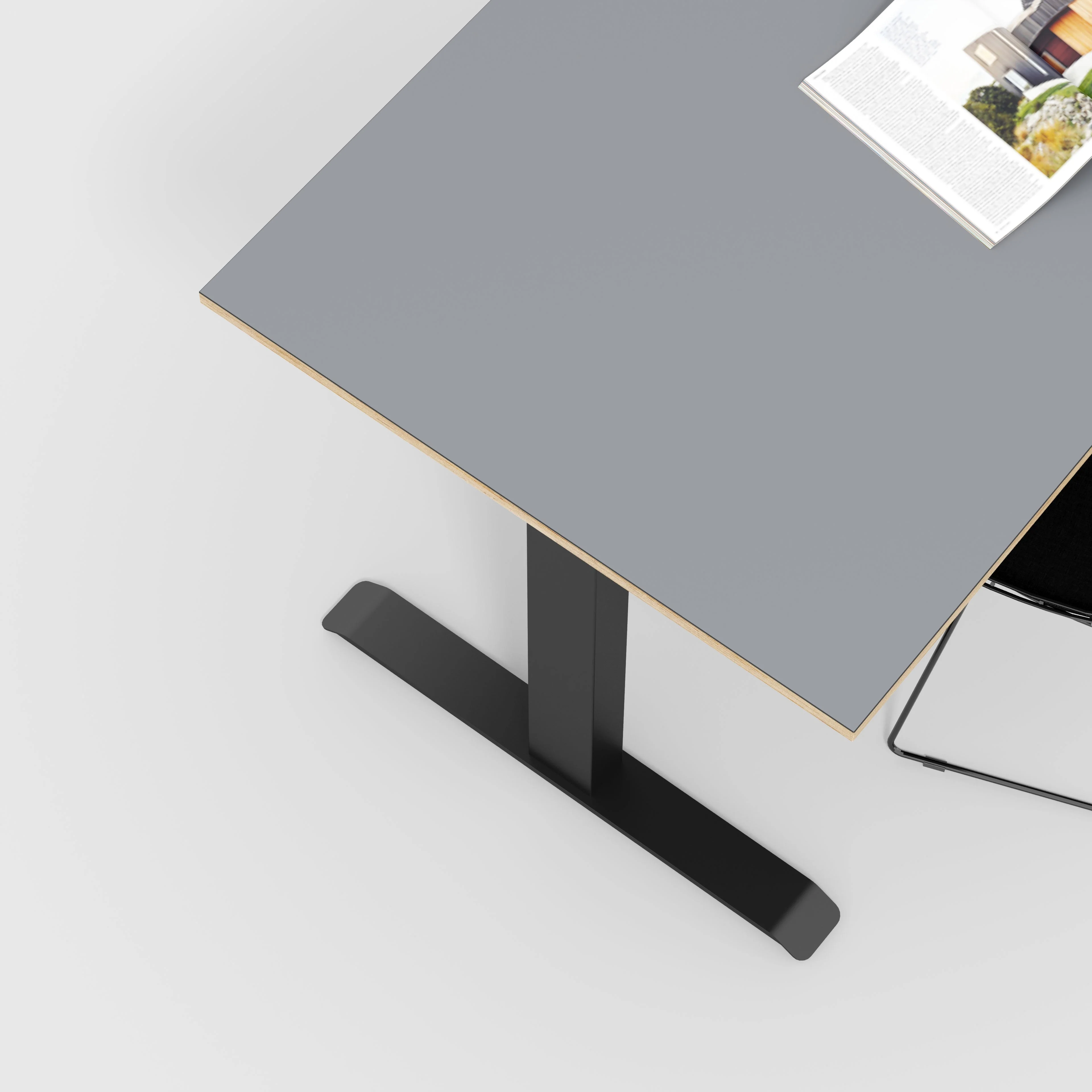 Plywood Sit Stand Desk with Black Frame - Formica Tornado Grey - 1200(w) x 800(d) - Image 3